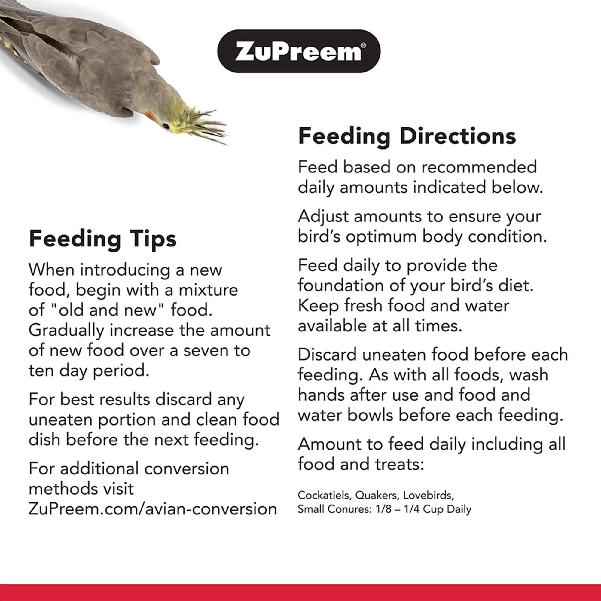 ZuPreem AvianMaintenance Natural Bird Diet for Cockatiels