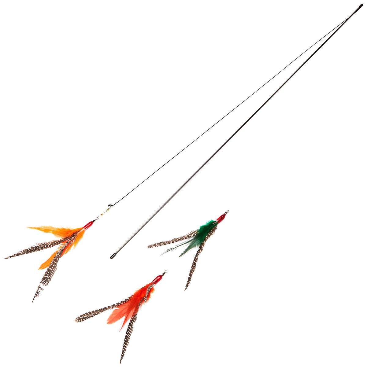 Coolcybercats Gocat Da Bird Rod And Feather Cat Toy, Handmade In The Usa (3 Birds)