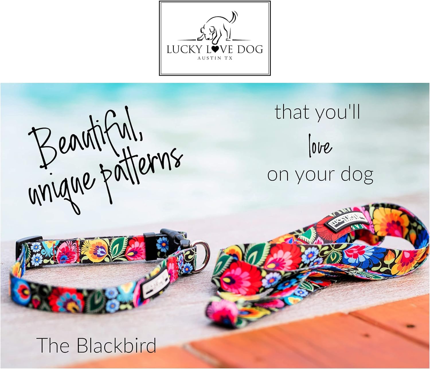 Lucky Love Dog Martingale Collar And Leash Set, Premium No Slip Collar And Leash Set, Floral Vivid Pattern Martingale Collar, Gr