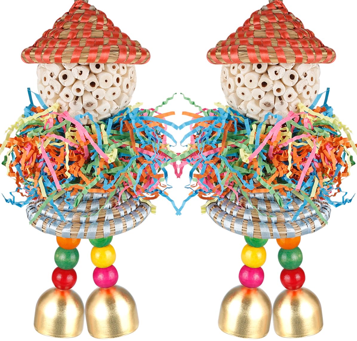 Bbjinronjy Conure Toys,2Pcs Bird Toys Parrot Foraging Shredder Hanging Toys Sola Balls With Bell For Small Parrots Parakeets Coc