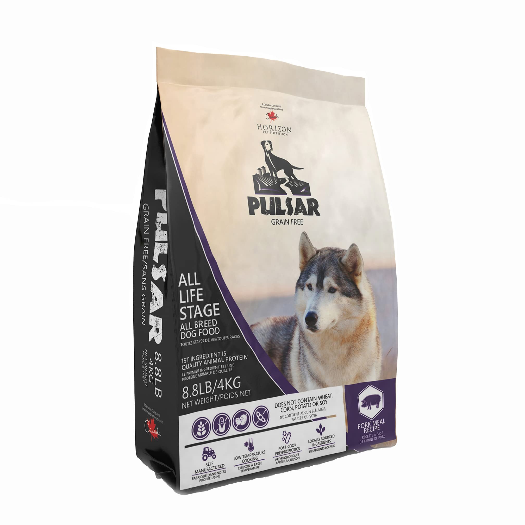 Pulsar Premium Grain Free Dog Food | Pork Formula | All Life Stage, Non GMO, Meat Dense Diet | 8.8 lb Bag