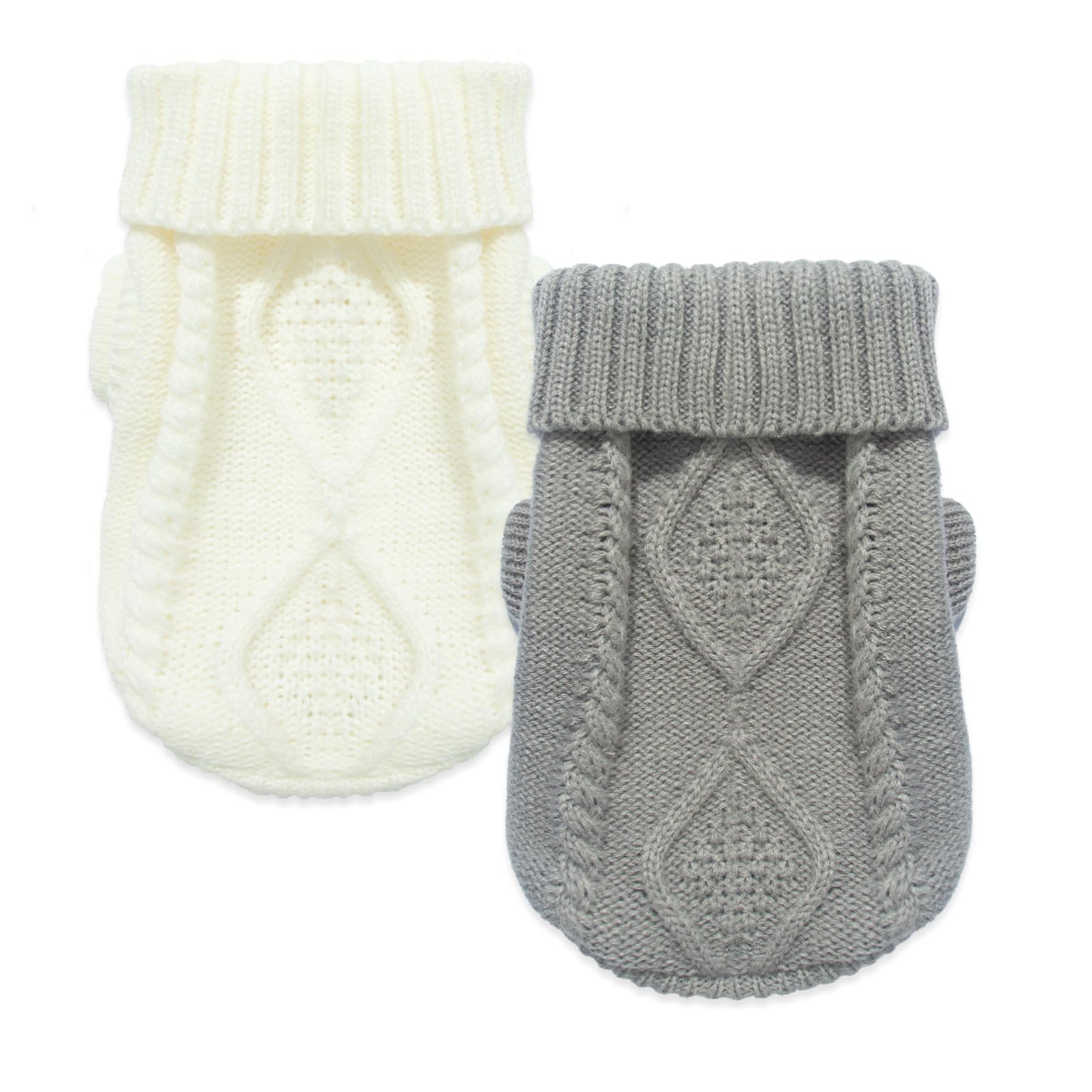 2 Pieces Dog Sweater For Small Dogs Chihuahua Clothes Spring Winter Cute Knitwear Turtleneck Thick Warm Clothes For Yorkie Cat E