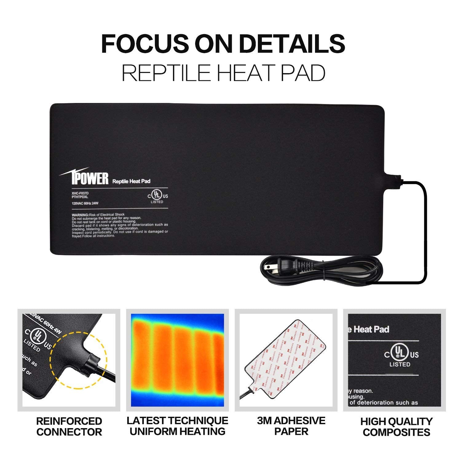 Ipower 2-Pack 8 By 18-Inch Reptile Heating Pad Terrarium Heater Under Tank Heat Mat For Small Animals, Black