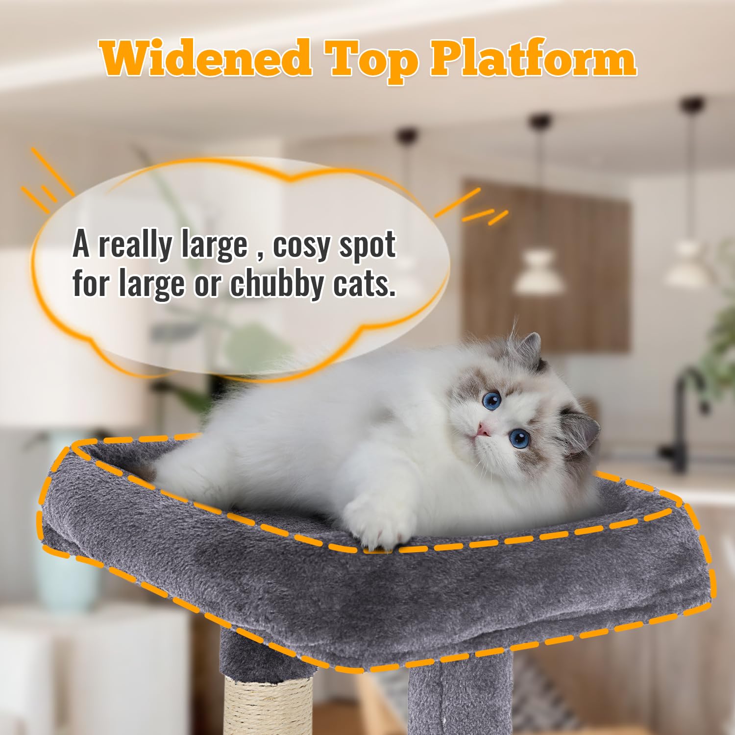 FDW | 37.8 Cat Tree Tower | Light Gray | Multi-Level Indoor Activity Center with Sisal Scratching Posts, Condos, Plush Perches,