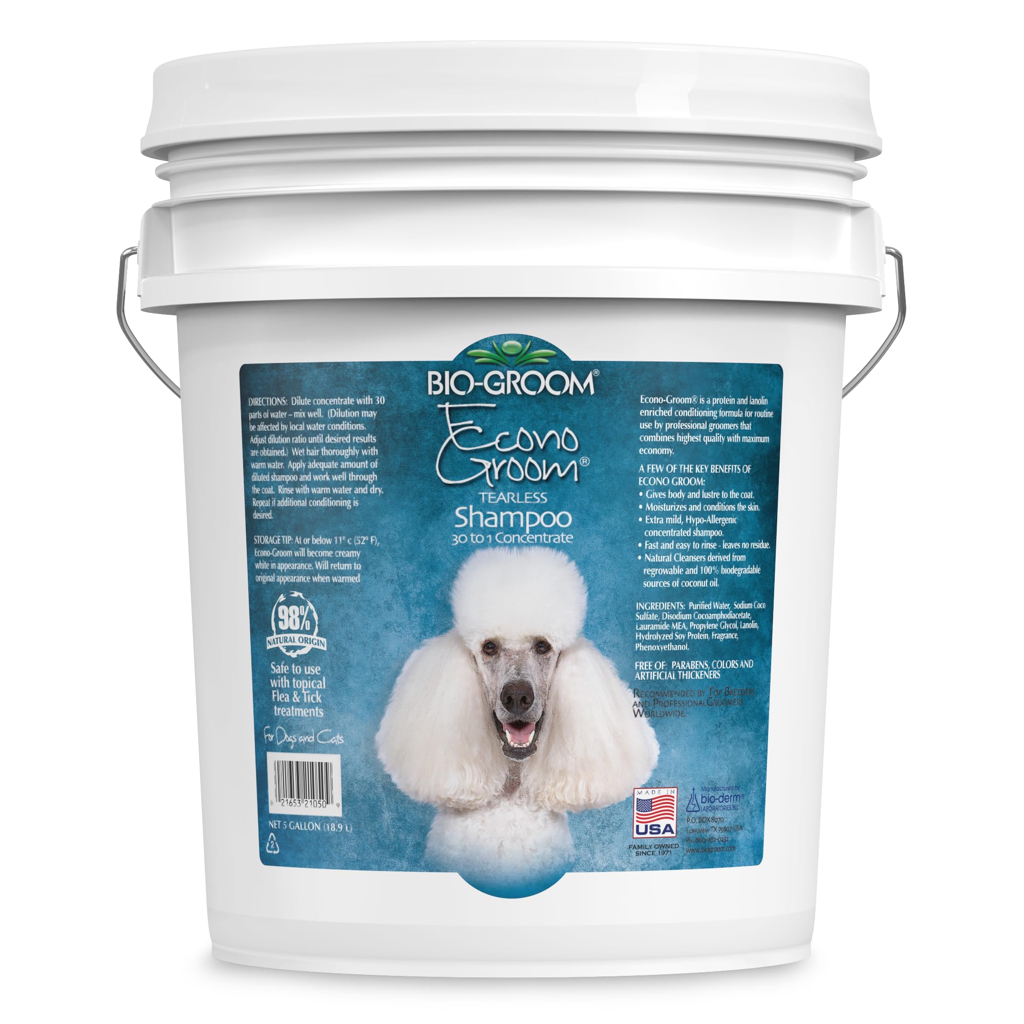 Bio-Groom Econo Groom Tearless Shampoo 30 to 1 Concentrate - Dog Bathing Supplies, Cruelty-Free, Made in USA, Hypoallergenic - 5