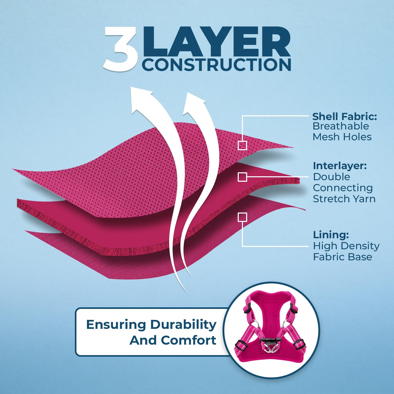 Best Pet Supplies Voyager Adjustable Dog Harness With Reflective Stripes For Walking, Jogging, Heavy-Duty Full Body No Pull Vest With Leash D-Ring, Breathable All-Weather - Harness (Fuchsia), Xs