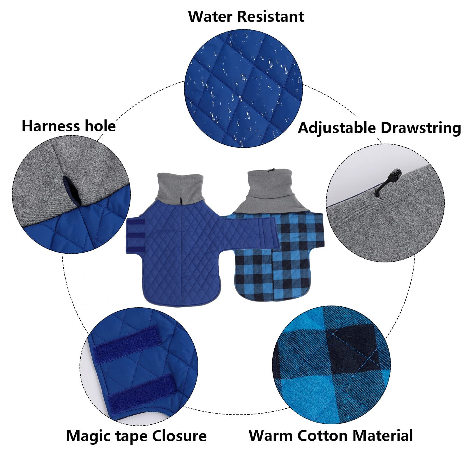 Geyecete Dachshund Coat,Dachshund Winter Coat,Warm Dachshund Coat Waterproof Windproof, High Neckine String Holes Miniature Dach