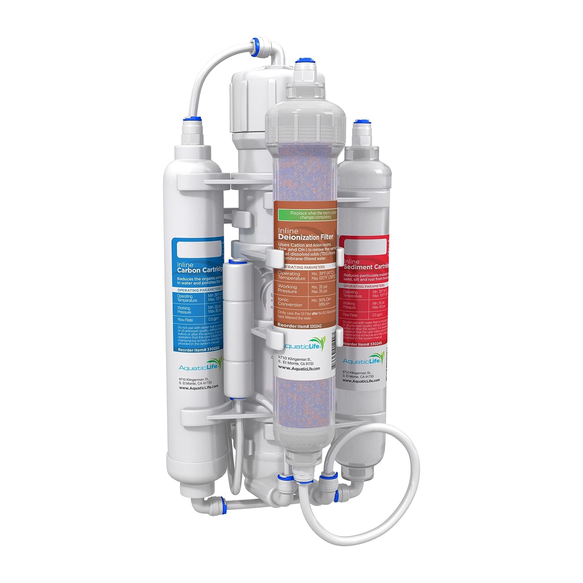 Aquatic Life RO Buddie 4-Stage Reverse Osmosis Deionization Water Filter System RO/DI Filtration Units for Aquarium, 50 GPD