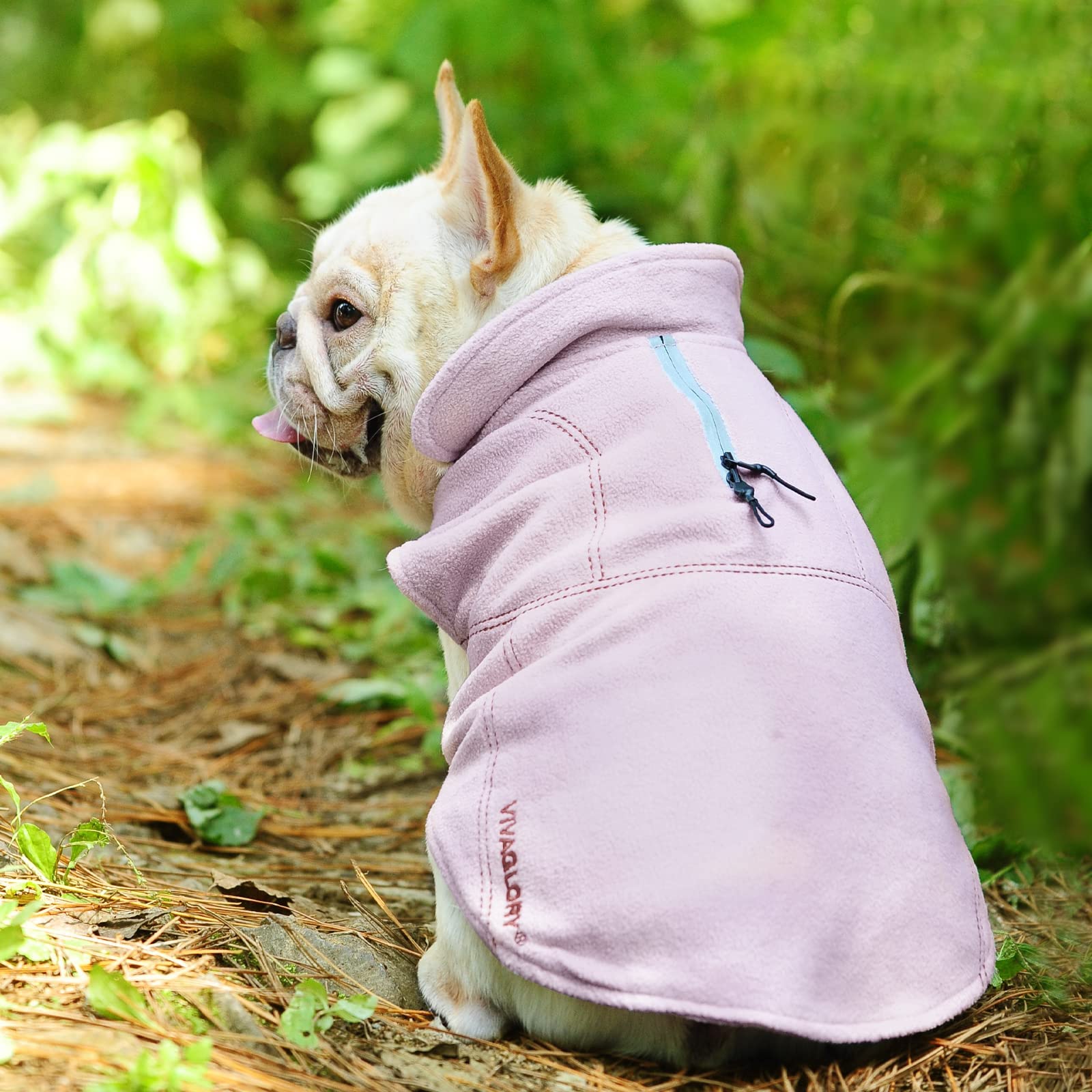 VIVAGLORY Dog Fleece Vest, Dog Cold Weather Sweater for Large Dogs, Adjustable Winter Warm Clothes with Two-Way Zipper Opening,
