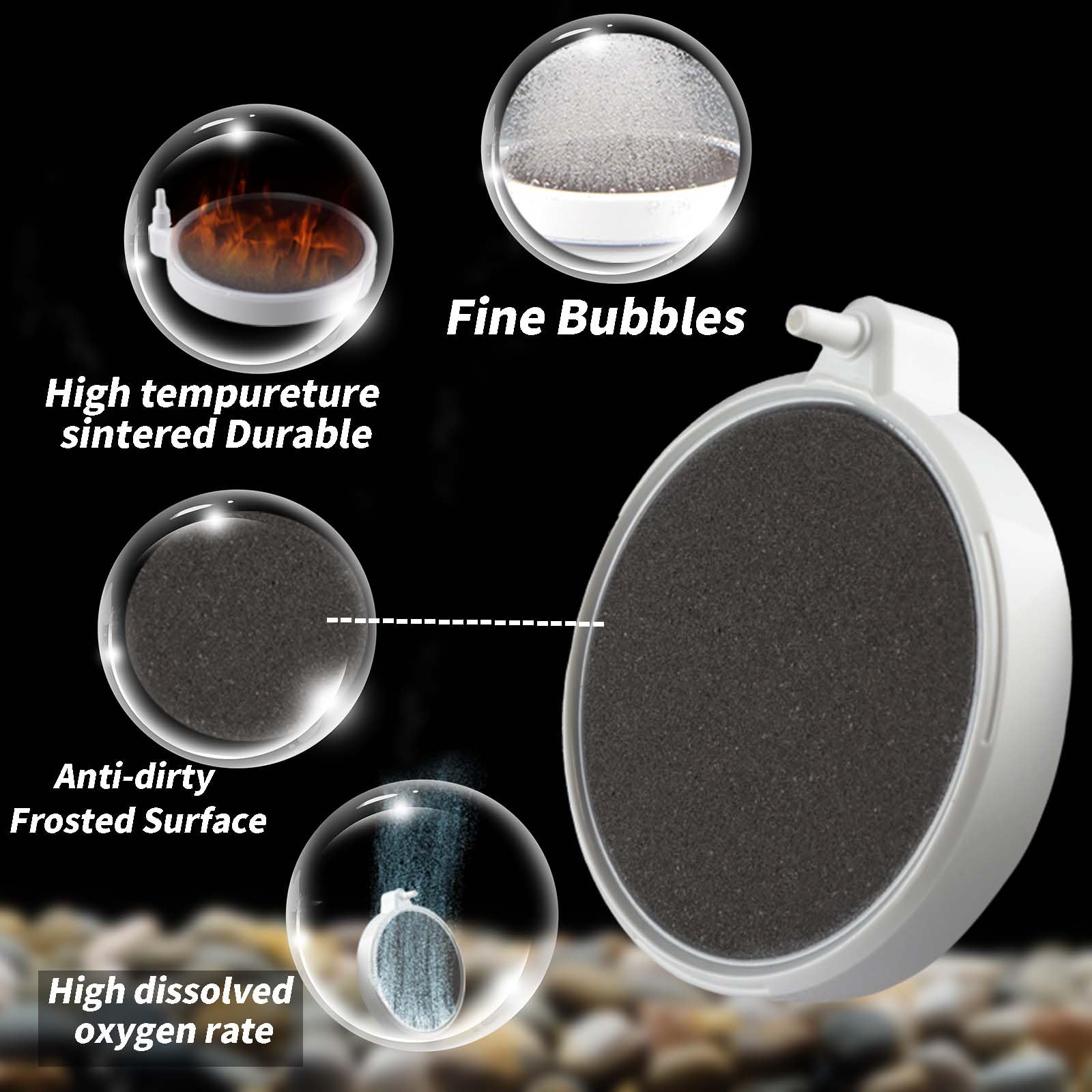 BLOTFISH Aquarium Bubbler Air Stone - 4 Inch Fish Tank Nano Quiet Dissolved Oxygen Diffuser Make Super Tiny Bubbles for 35-100 G