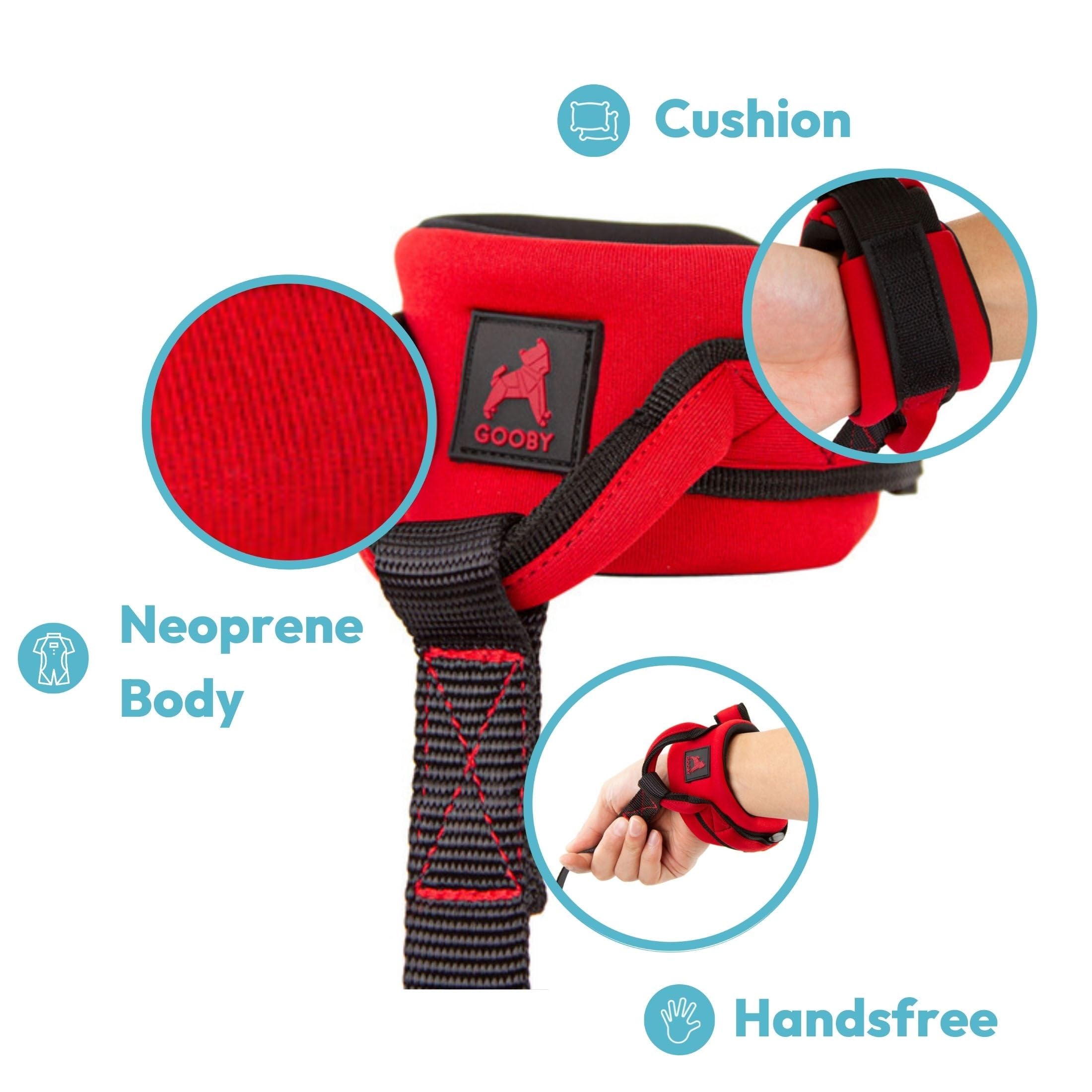 Gooby Neoprene Wrist Band Sport Leash - Black, 6 Ft - Comfortable Hands Free Leash With Elastic Band For Small, Medium And Large Dogs