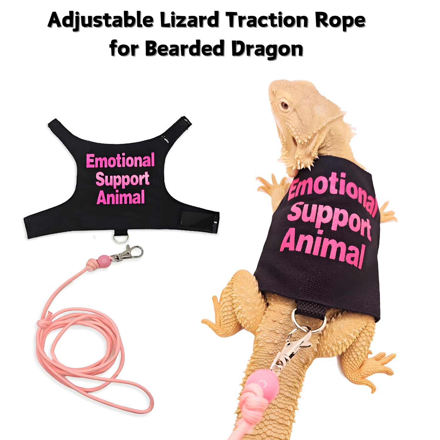 Bearded Dragon Harness And Leash Set - Adjustable Lizard Traction Rope Outdoor Walking Training Leash Reptile Emotional Support