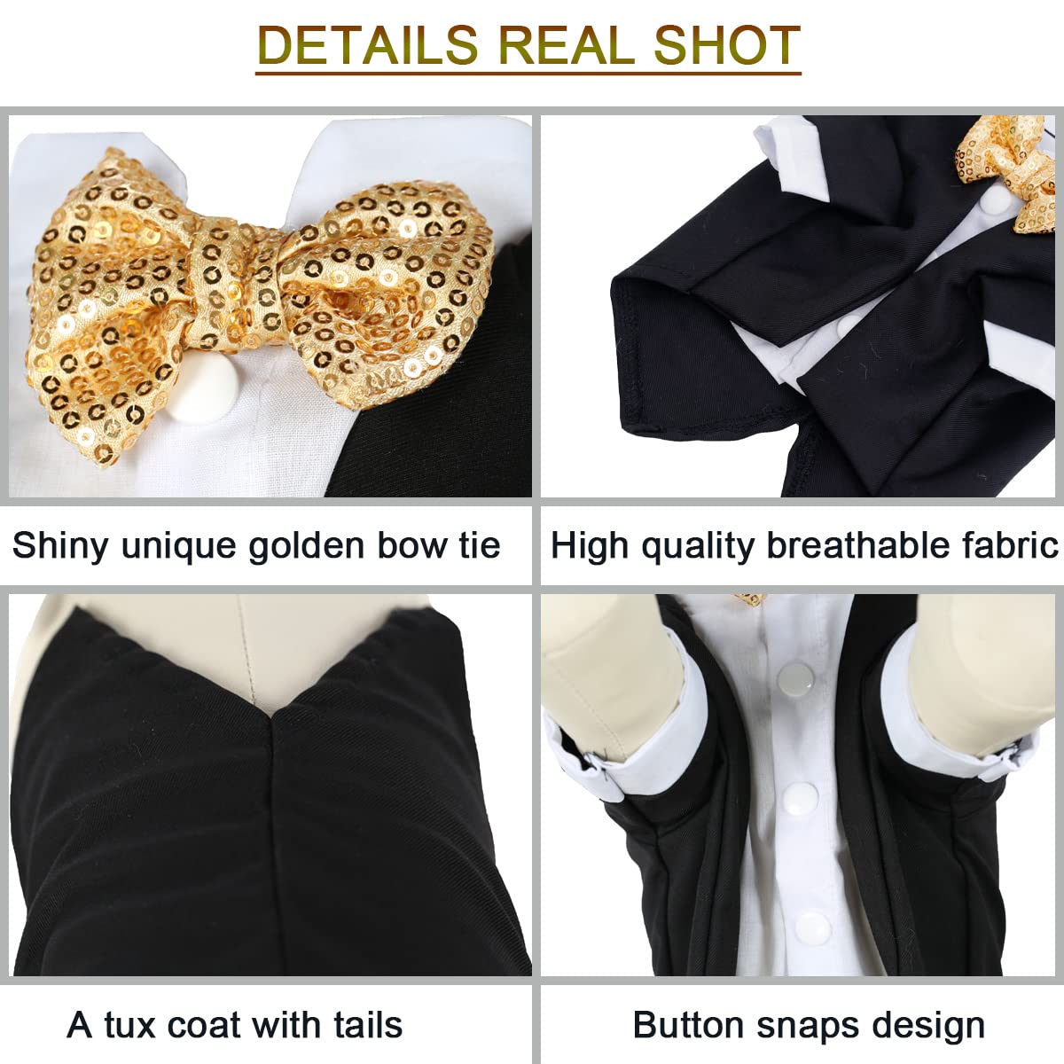 Dog Tuxedo, Formal Dog Clothes Shirt Costume Wedding Attire Party Bow Tie Suit, Dog Outfit For Small Medium Large Dogs Cats, Halloween Pet Costumes Birthday Puppy Clothing Christmas Apparel (Xxl)