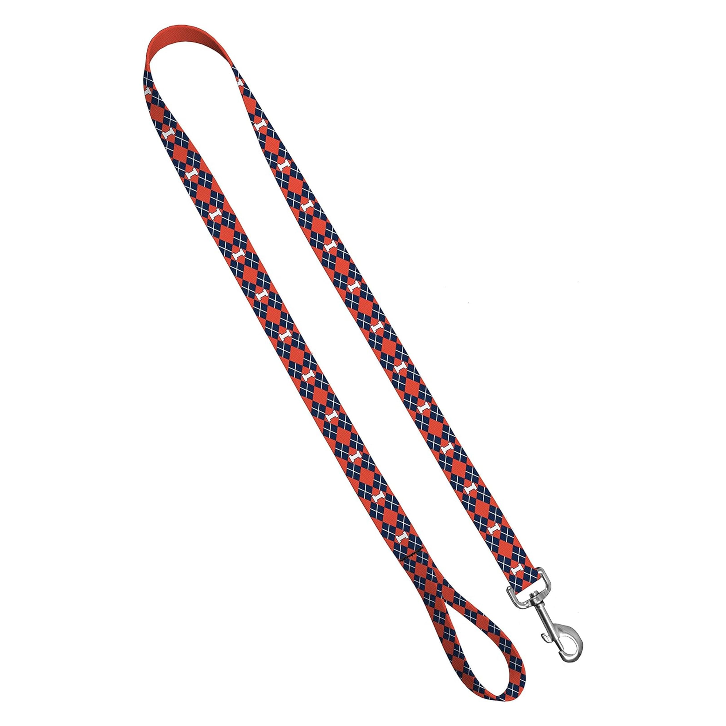 Moose Pet Wear Dog Leash – University Of Illinois Fighting Illini Pet Leash, 1 Inch Wide X 6 Feet Long, Argyle