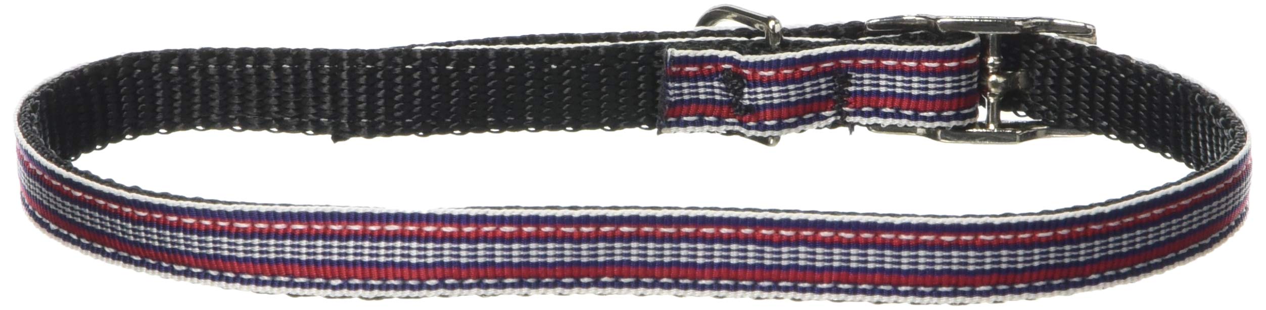 Mirage Pet Products Preppy Stripes 3/8&quot; Nylon Dog Collar with Classic Buckle, Size 16, Red/White