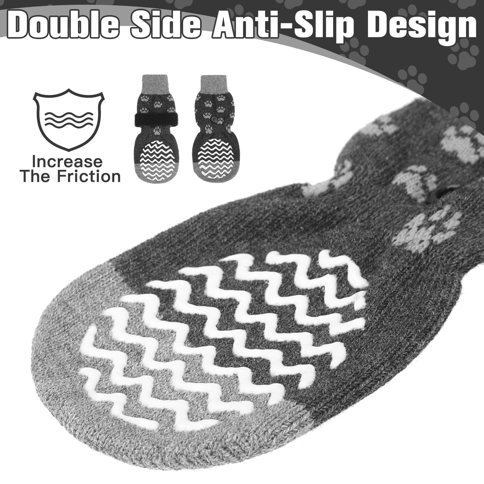 Expawlorer Anti Slip Dog Socks To Prevent Licking Paws,Winter Dog Boots & Paw Protectors,Dog Booties For Hardwood Floors With Gr