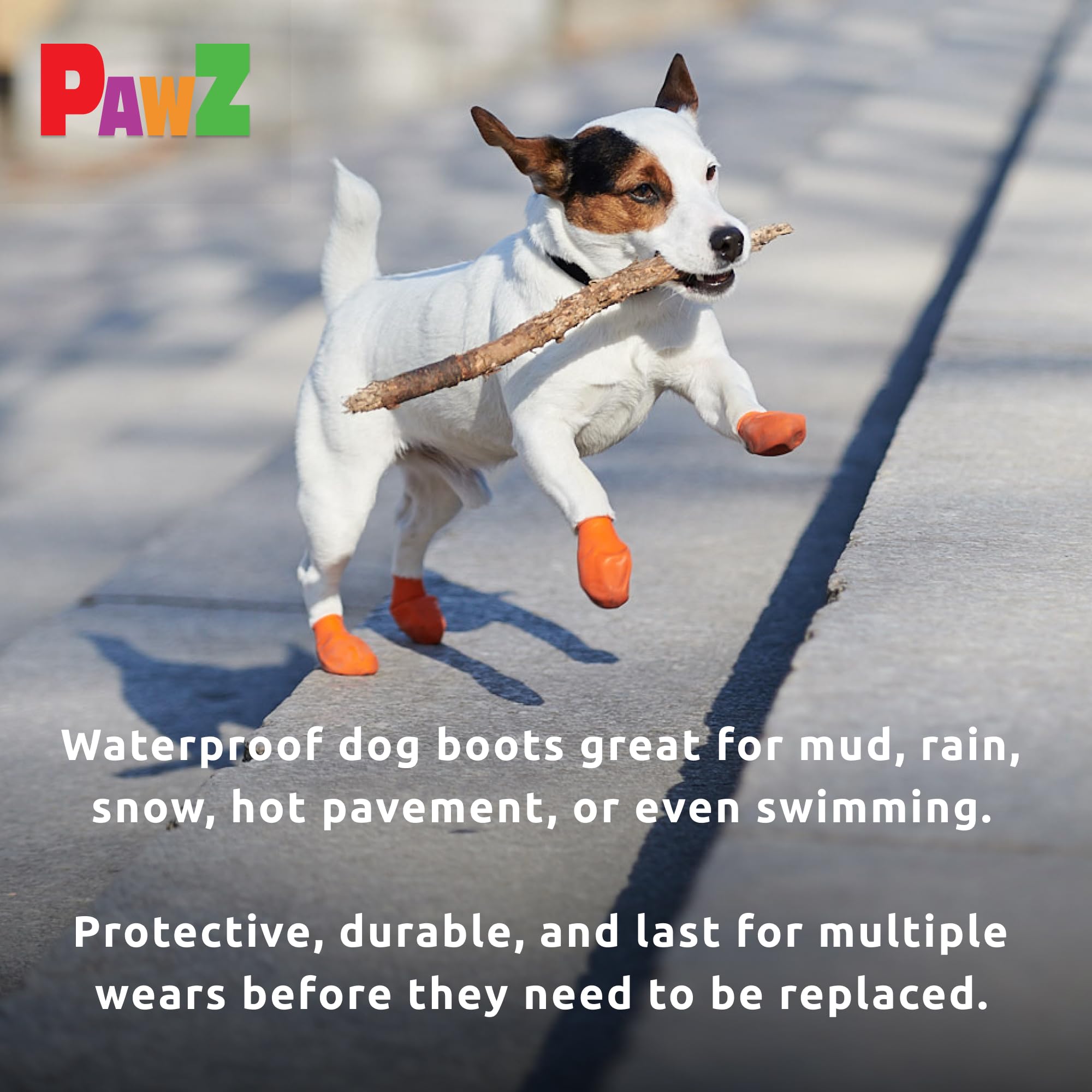 Pawz Rubber Dog Boots For Paws Up To 2'', 12 Pack - All-Weather Dog Booties For Hot Pavement, Snow, Mud, And Rain - Waterproof,