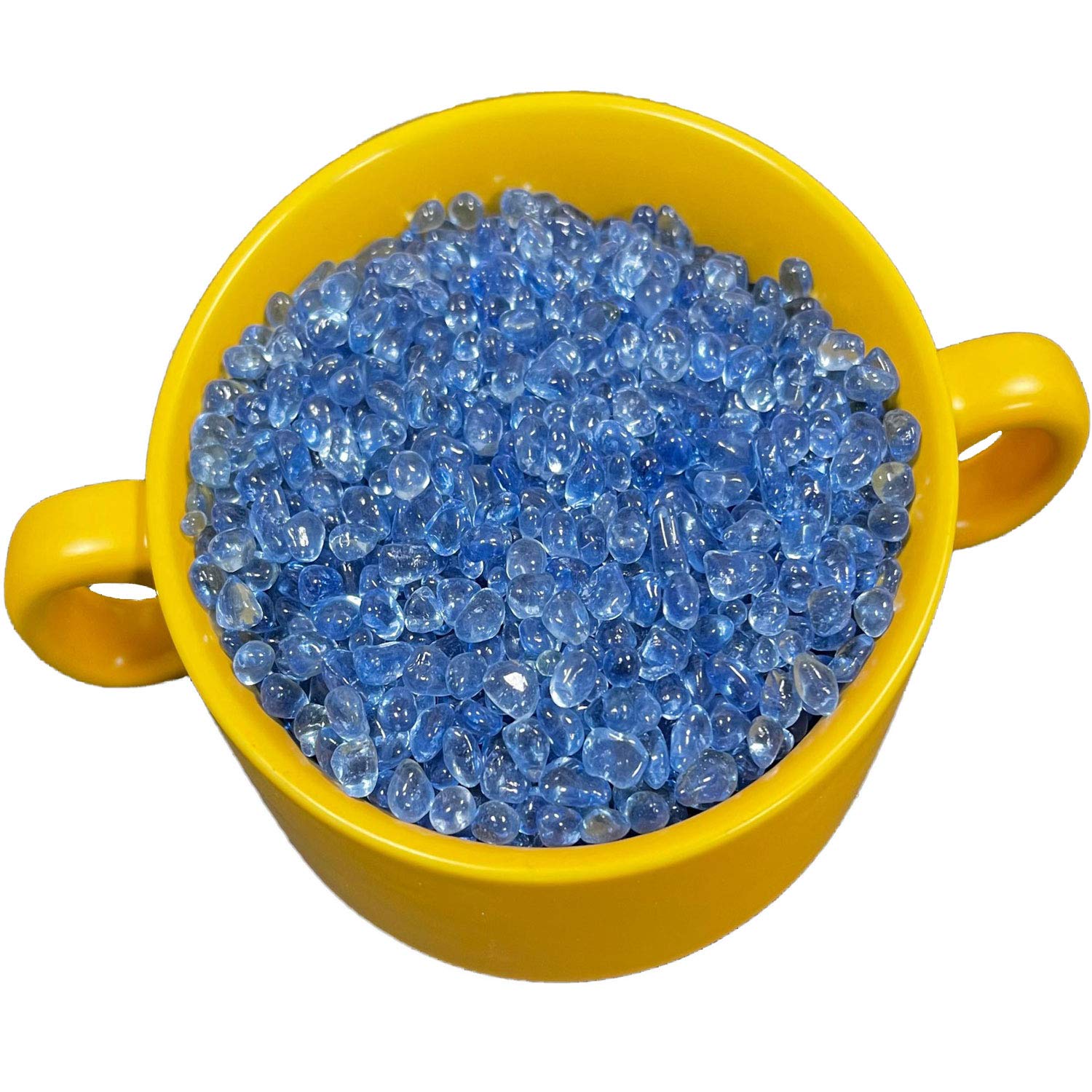 Kiseer Clear Aquarium Glass Stone Bulk 1 Lb Sea Glass Beads Gems Marbles Pebbles Gravel Rock For Aquarium, Fish Tank, Garden, Vase Fillers, Succulent Plants Decor (Sea Blue)