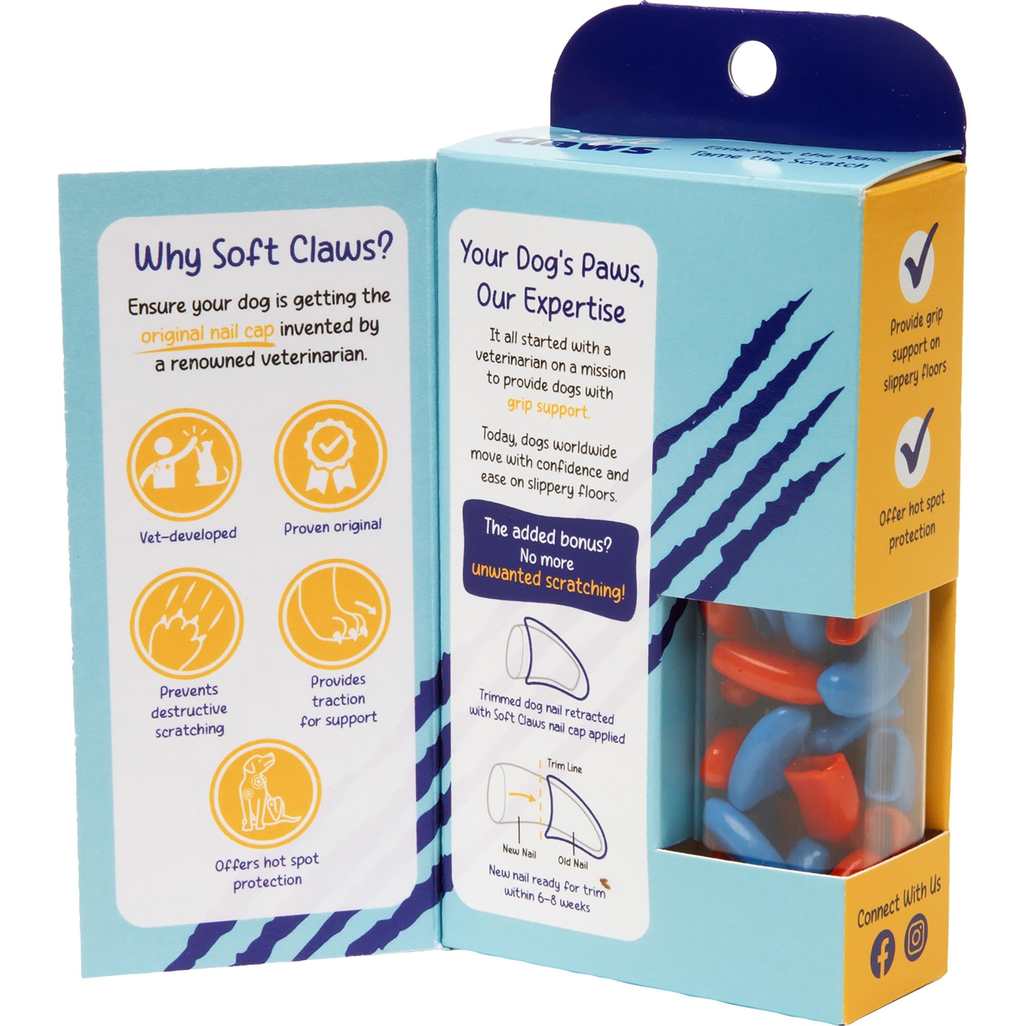 Soft Claws Canine 40-Pack Summer Colors Dog Nail Caps Kit, Large, Red And Blue