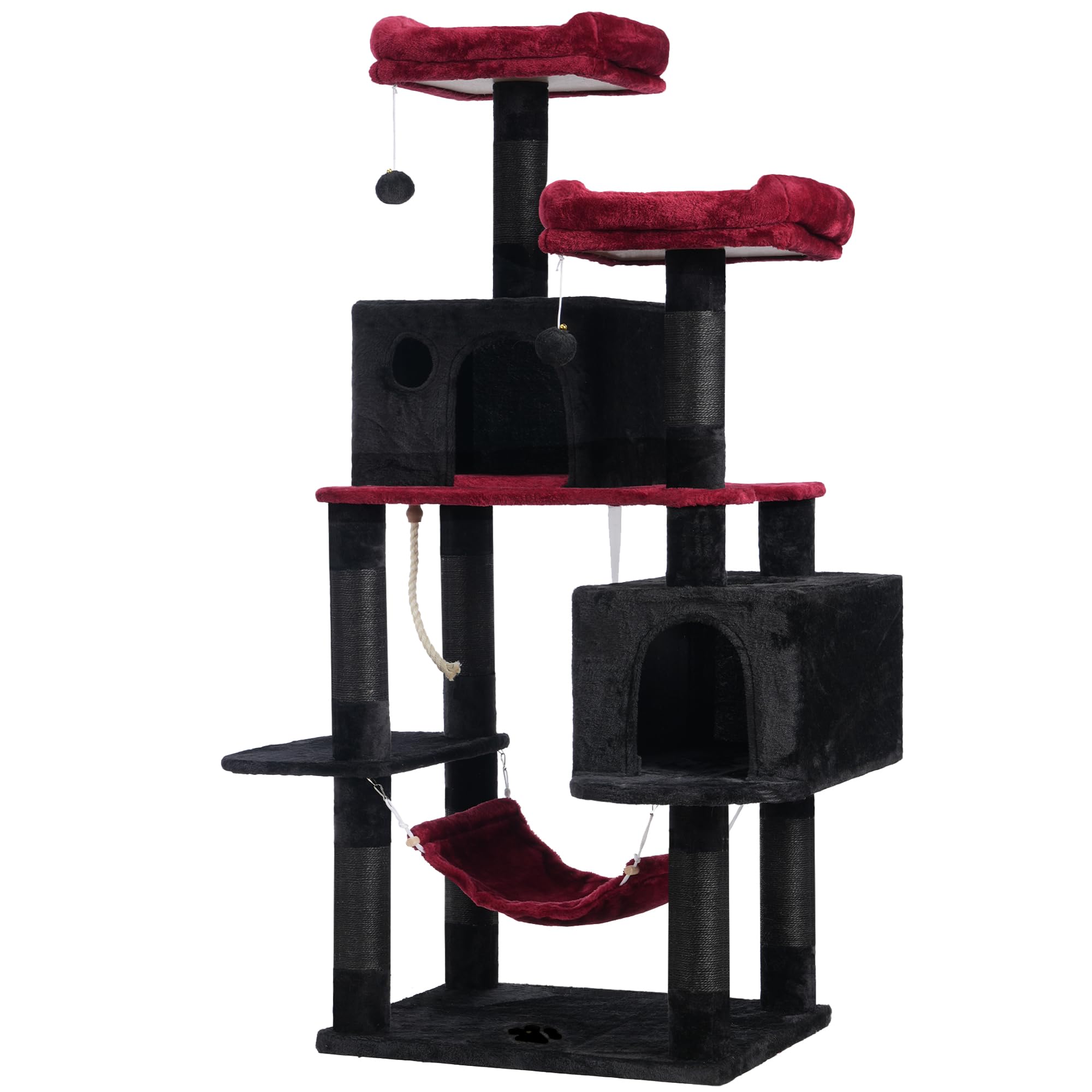 Hey-Brother Gothic Large Multi-Level Cat Tree Condo Furniture With Sisal-Covered Scratching Posts, 2 Bigger Plush Condos, Perch 