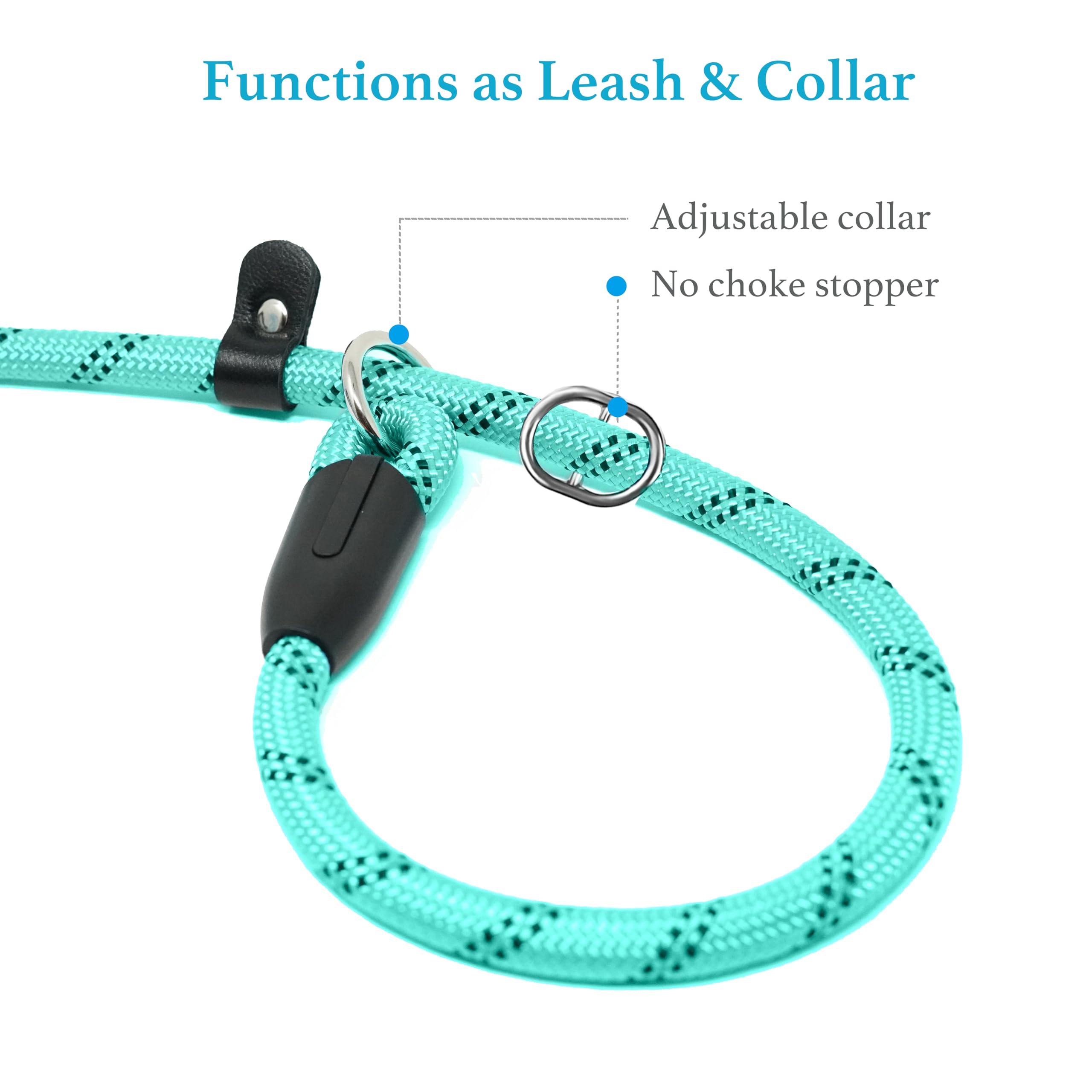 Iyoshop Durable Slip Lead Dog Leash With Padded Handle And Highly Reflective Threads, No Pull Dog Training Leash, (1/2'' X 6 Ft,