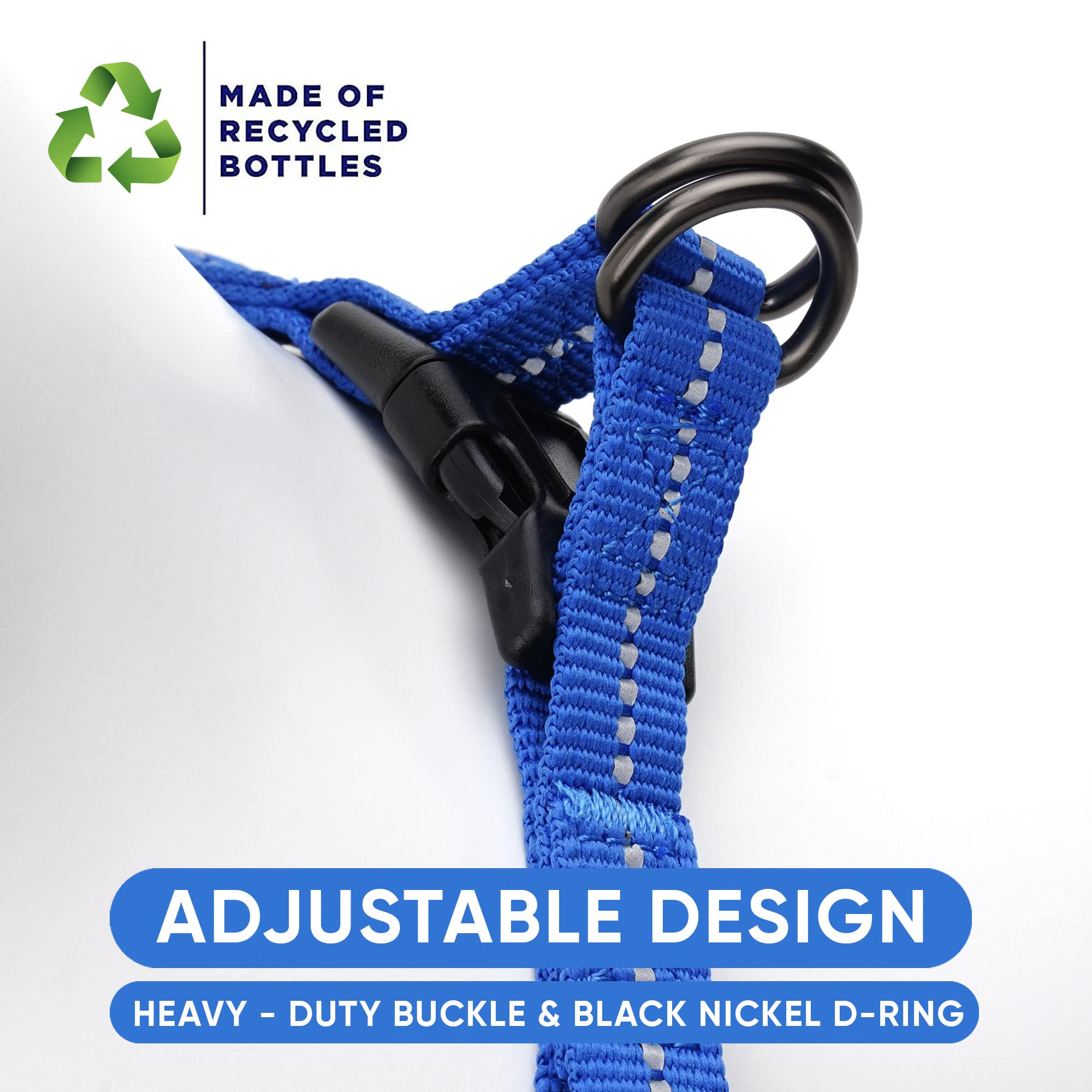 Pawtitas Recycled Dog Harness With Reflective Stitched A Puppy Harness Made From Plastic Bottles Collected From Oceans Extra Small Blue Ocean