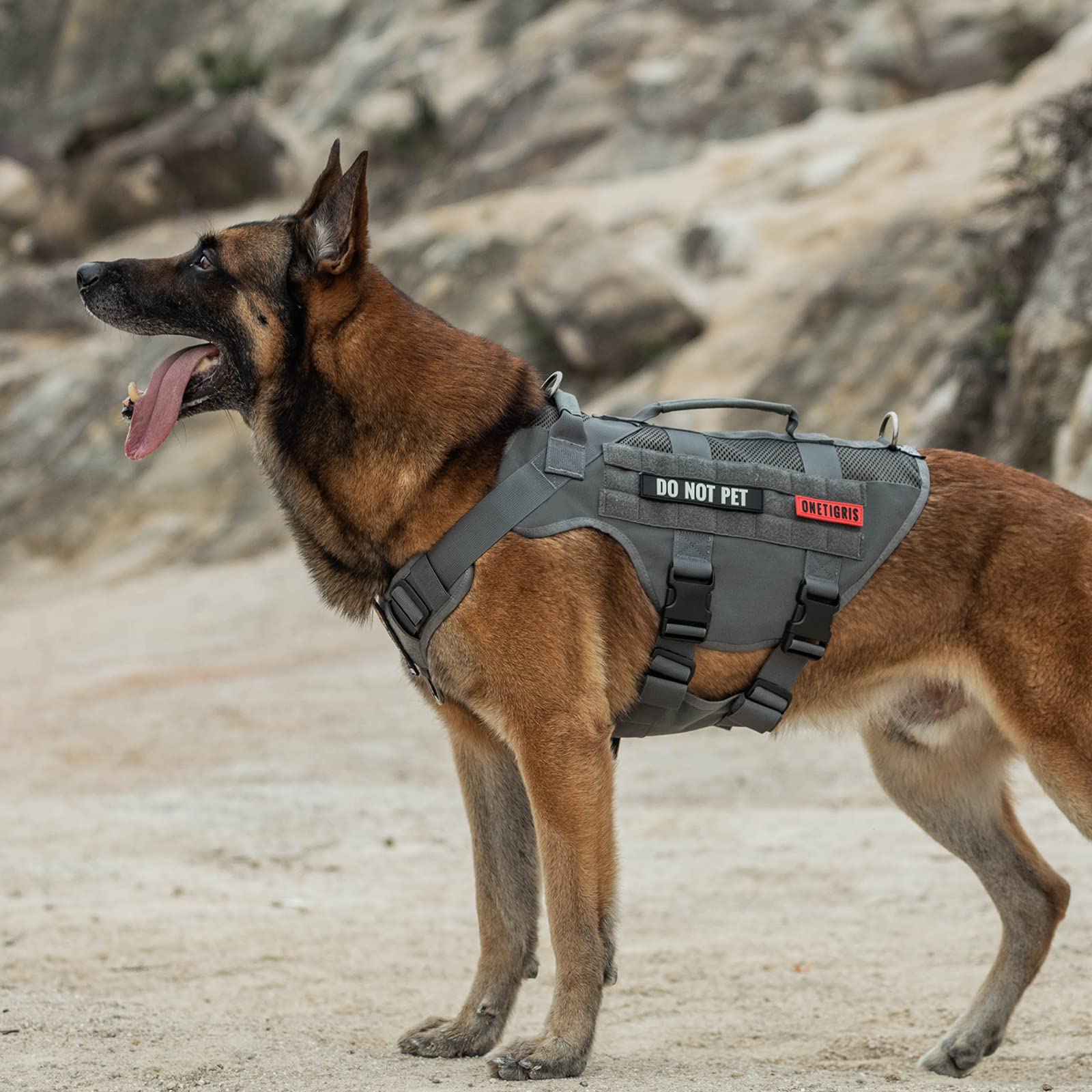 Onetigris Tactical No Pull Dog Harness For Large Dog, Mesh Design Dog Vest Harness Breathable Military Dog Molle Vests With Hand