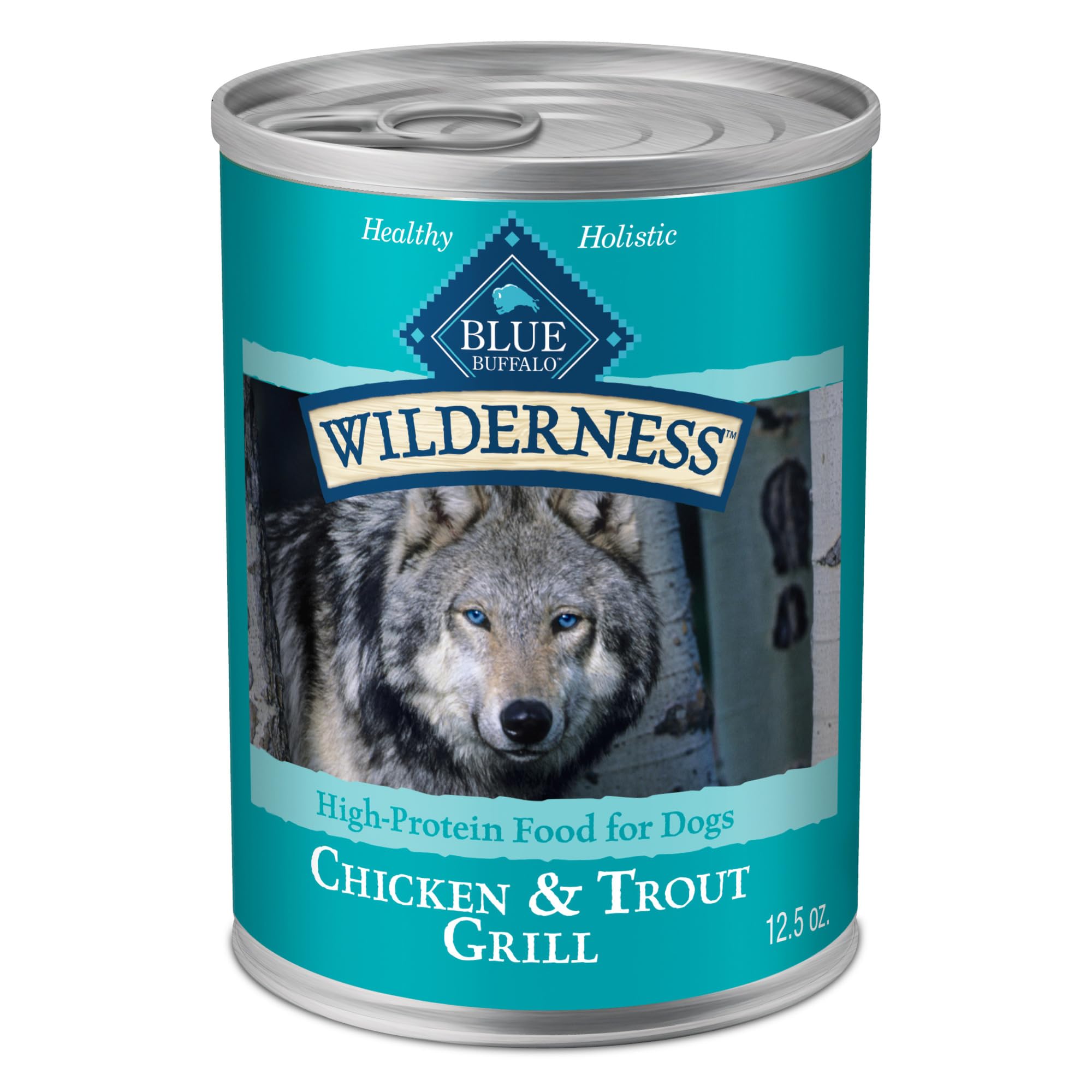 Blue Buffalo Wilderness Adult Wet Dog Food, High-Protein & Grain-Free, Made with Natural Ingredients, Chicken & Trout Grill, 12.