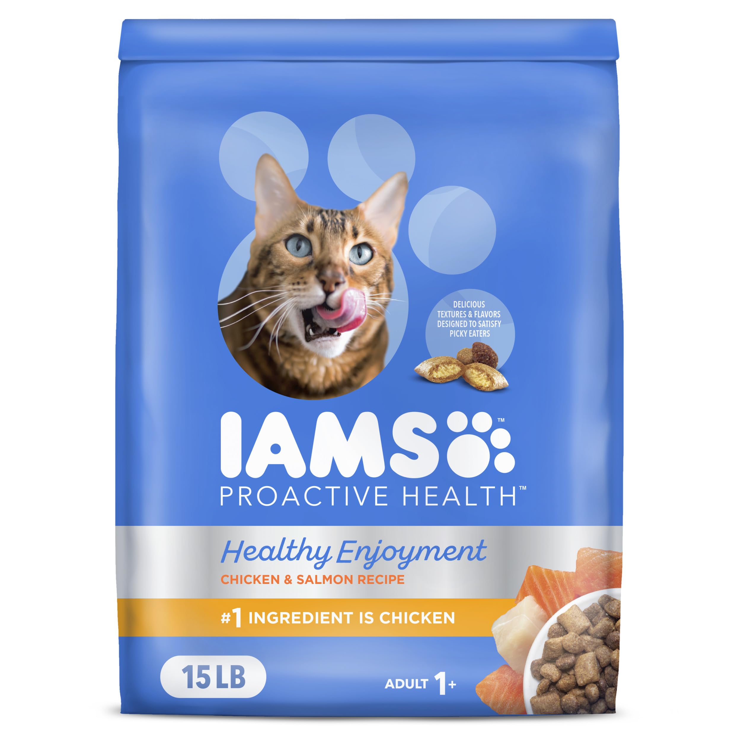 Iams Healthy Enjoyment Dry Cat Food Chicken & Salmon Recipe, 15 lb. Bag