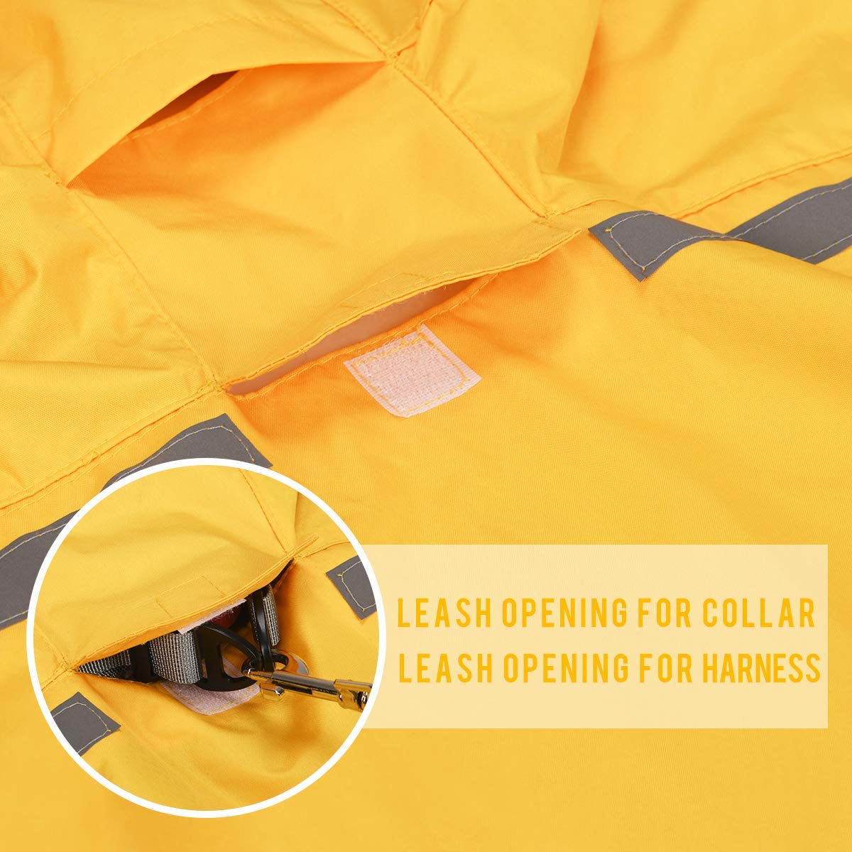 Dog Raincoat With Adjustable Belly Strap And Leash Hole - Hoodie With Reflective Strip - Waterproof Slicker Lightweight Breathab