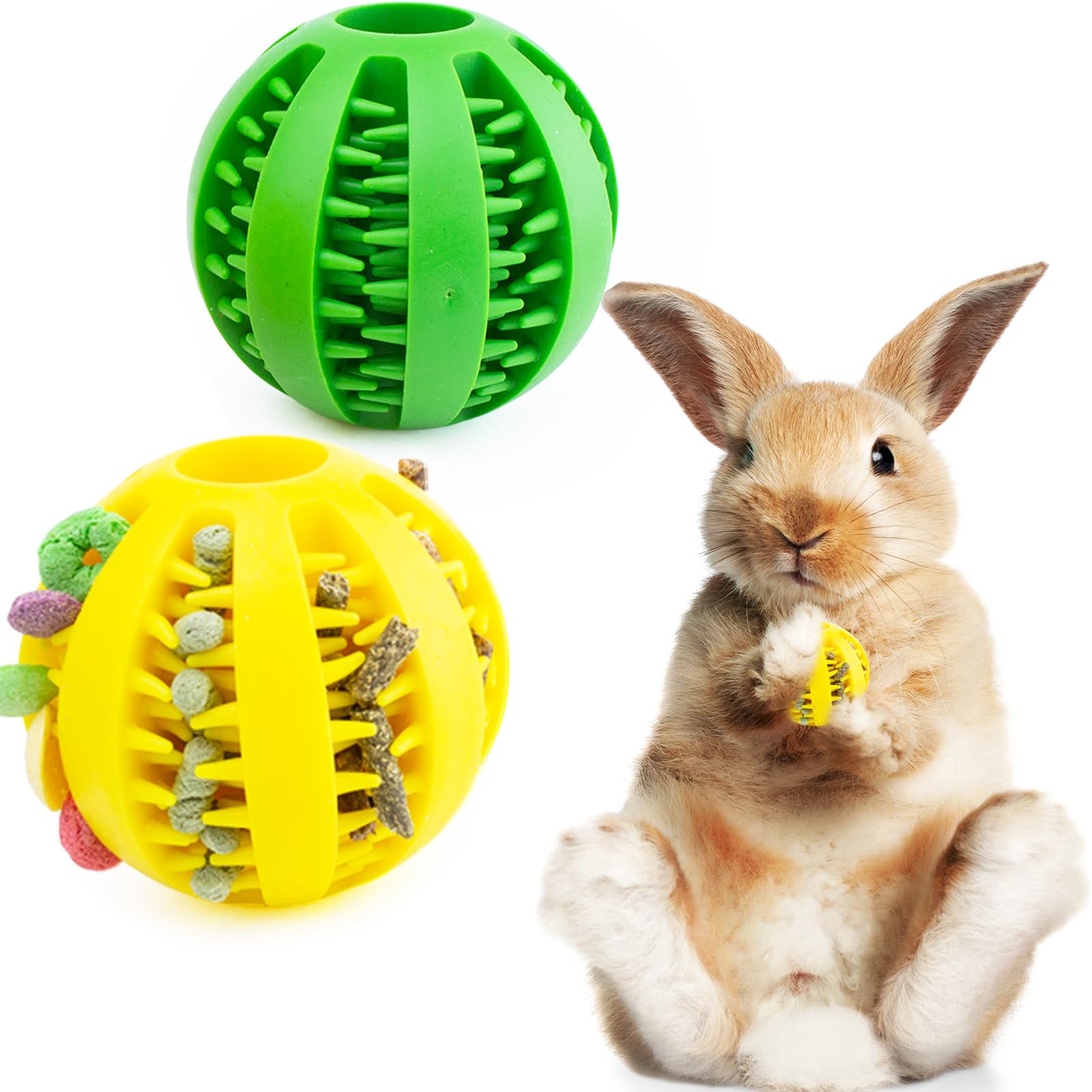 Ooxyg Rabbit Teething Toys Ball Small Animals Play Balls Treat Dispensing Rabbit Balls Puzzle Chew Balls & Rolling Toys For Bunn