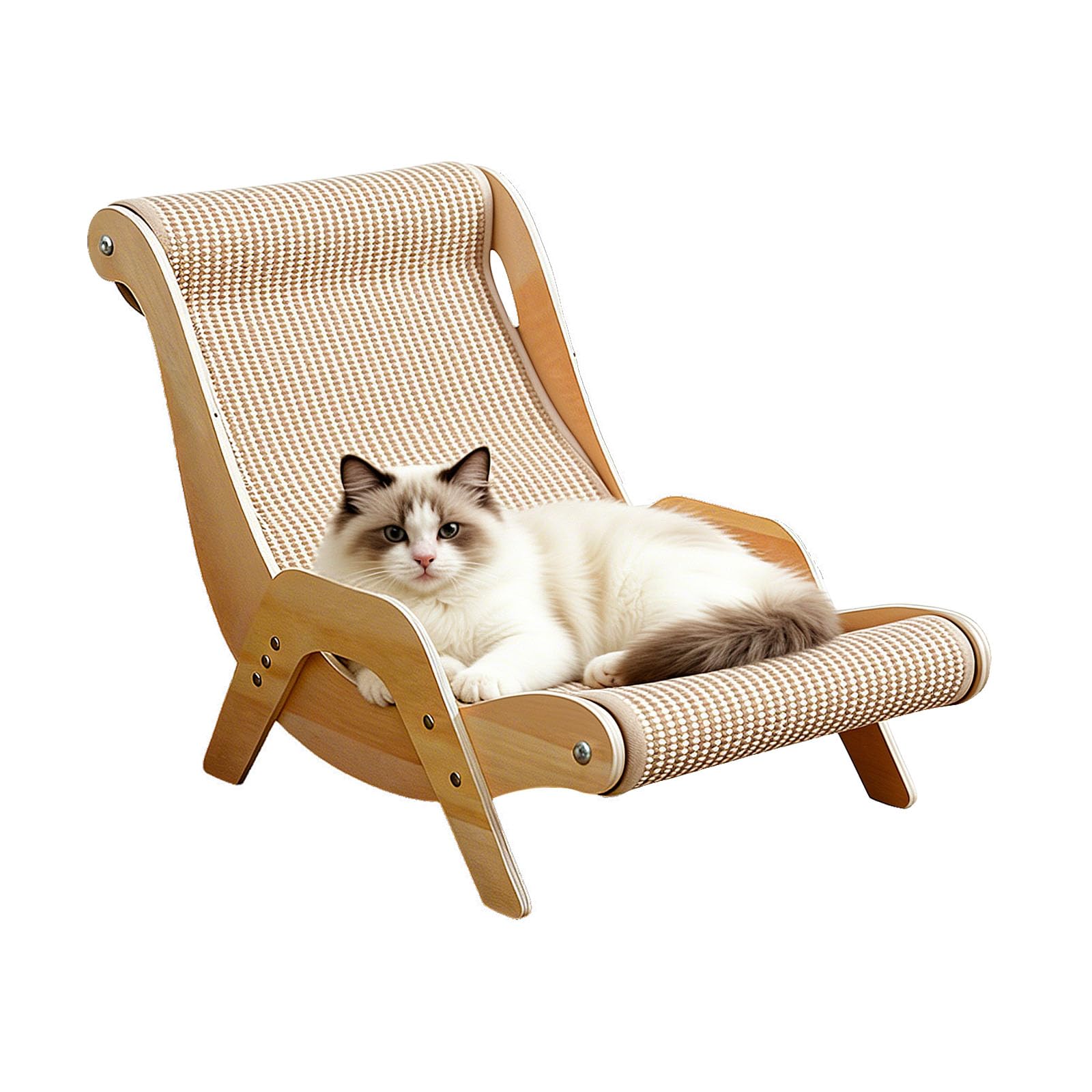 Extra Large Cat Scratching Lounge - Multi-Layer Solid Wood & Sisal, XXL Cat Scratcher and Bed for Large Cats, Furniture Protecto