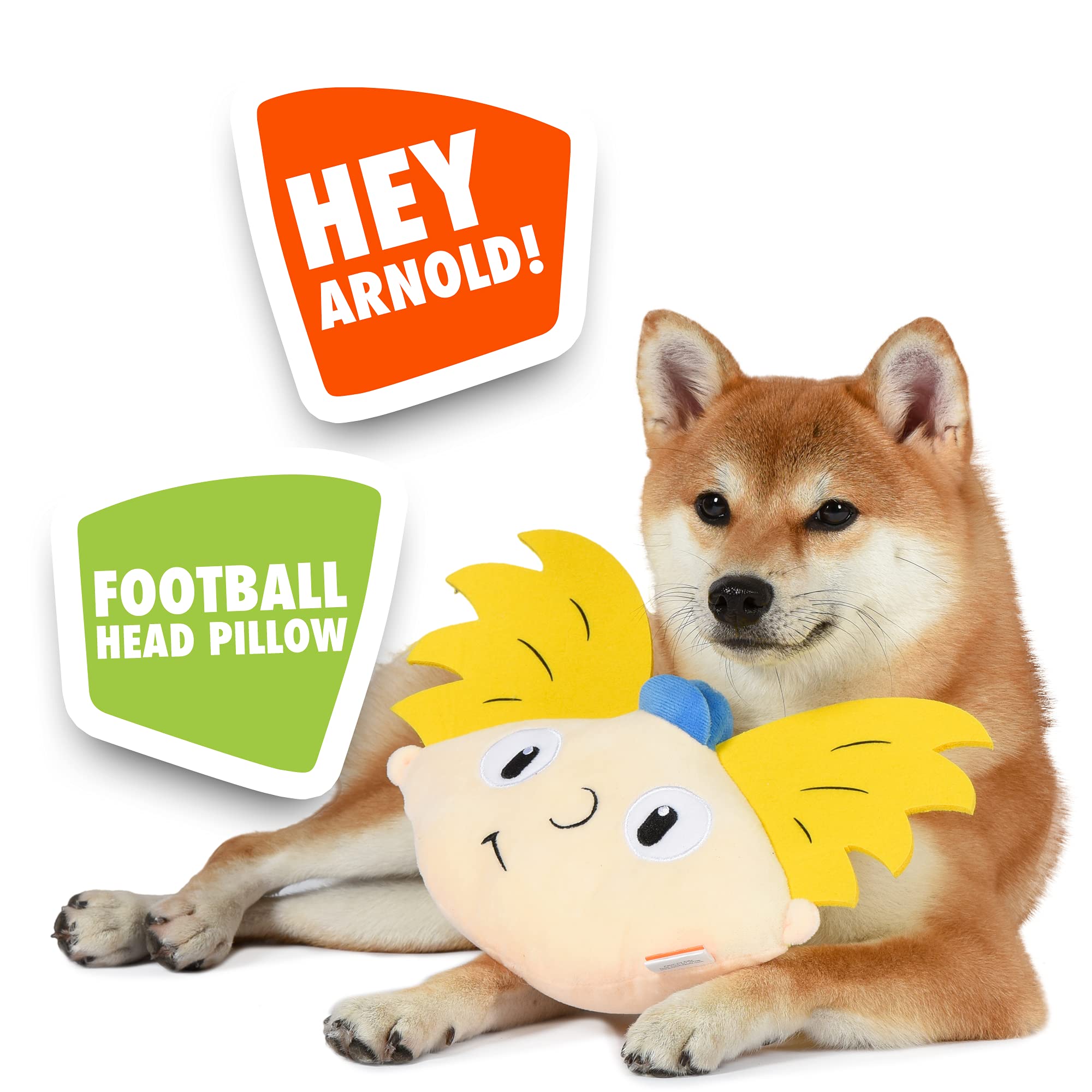 Nickelodeon For Pets Hey Arnold Football Head Plush Dog Toy | 8 Inch Squeaky Dog Toy - Plush Dog Toy For All Dogs With Hey Arnold Toy Football Head | 90S Nickelodeon Toys