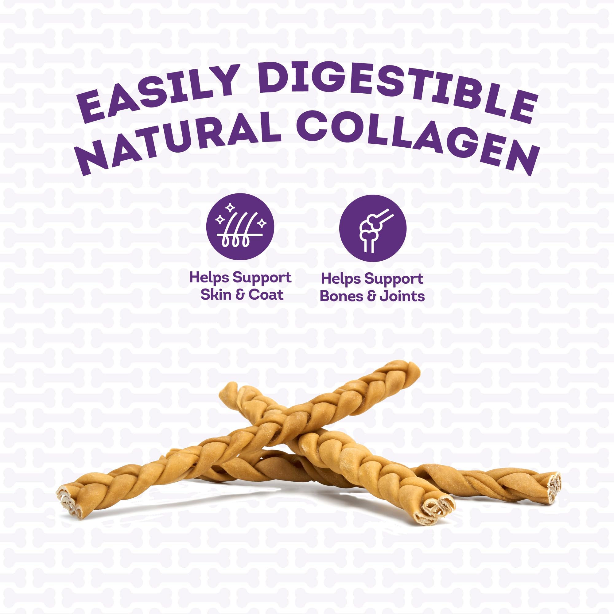 Treatly USA Collagen Braids 12-13 Dog Chew Treats - Chicken Marinade Flavor, 3 Count/1 Pack