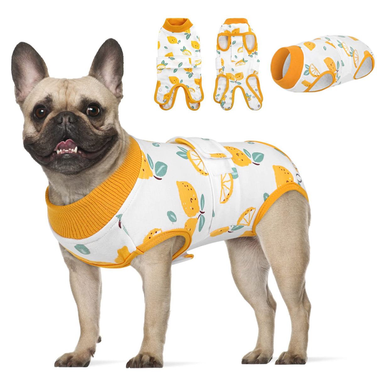 Koeson Dog Recovery Suit, Surgery Recovery Suit For Female Dogs Spayed Dog Cone Alternative After Surgery, Dog Post Surgery Suit Anti Licking & Biting Surgical Shirt With Pee Hole Lemon 2Xl