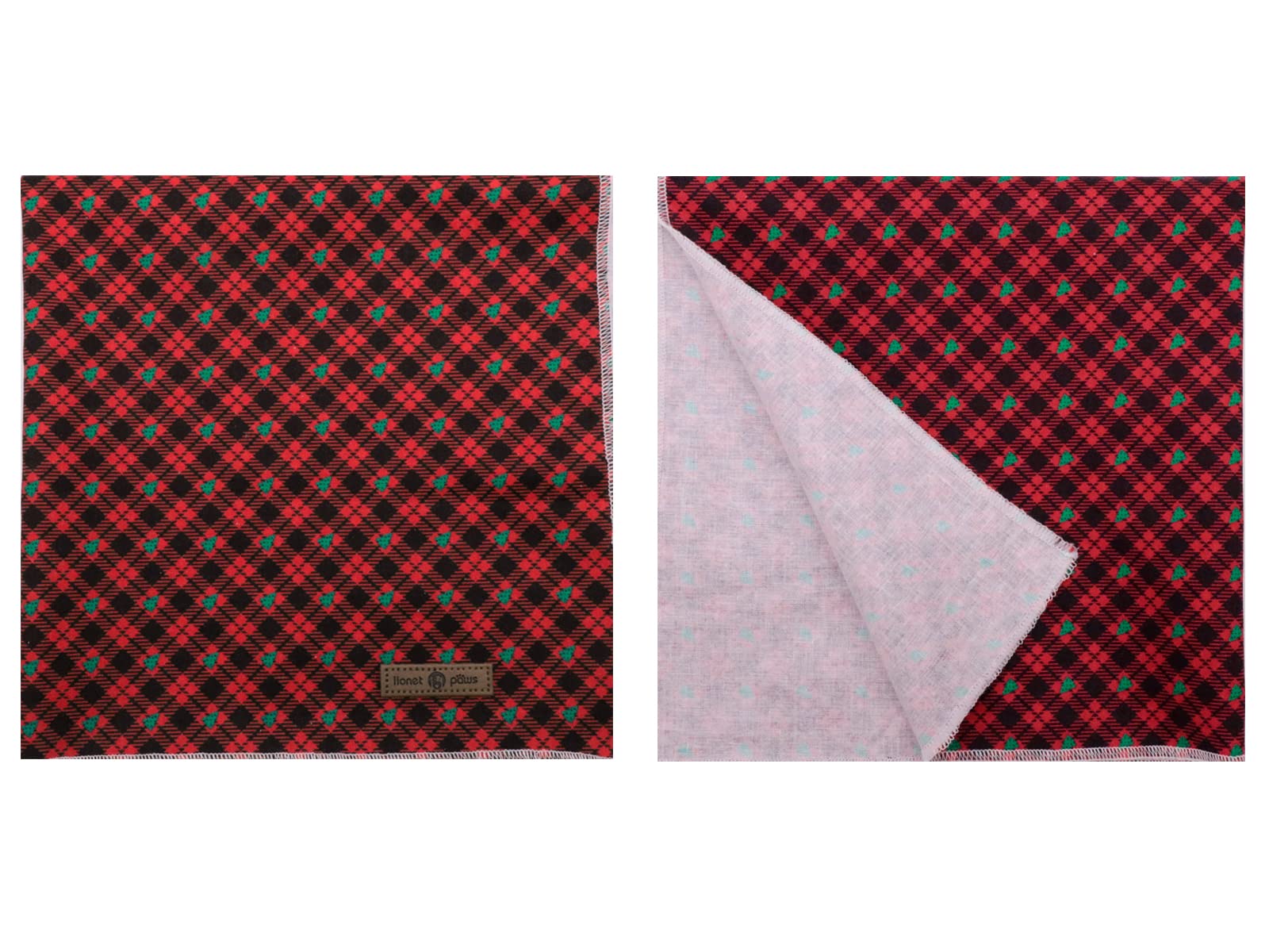 Lionet Paws Christmas Dog Bandana 1Pc Pet Red Tree Dog Bandana Washable Reversible Cotton Boy Bibs Scarf, Adjustable Square Dogs