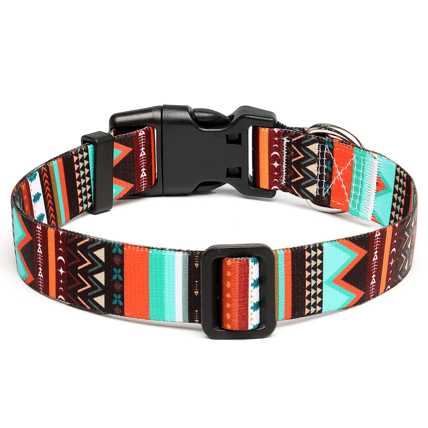 Mercano Adjustable Dog Collar - Special Design Patterns, Soft Nylon Comfortable Durable Pet Collar For Small Medium Large Dogs (M, Tribal Green)