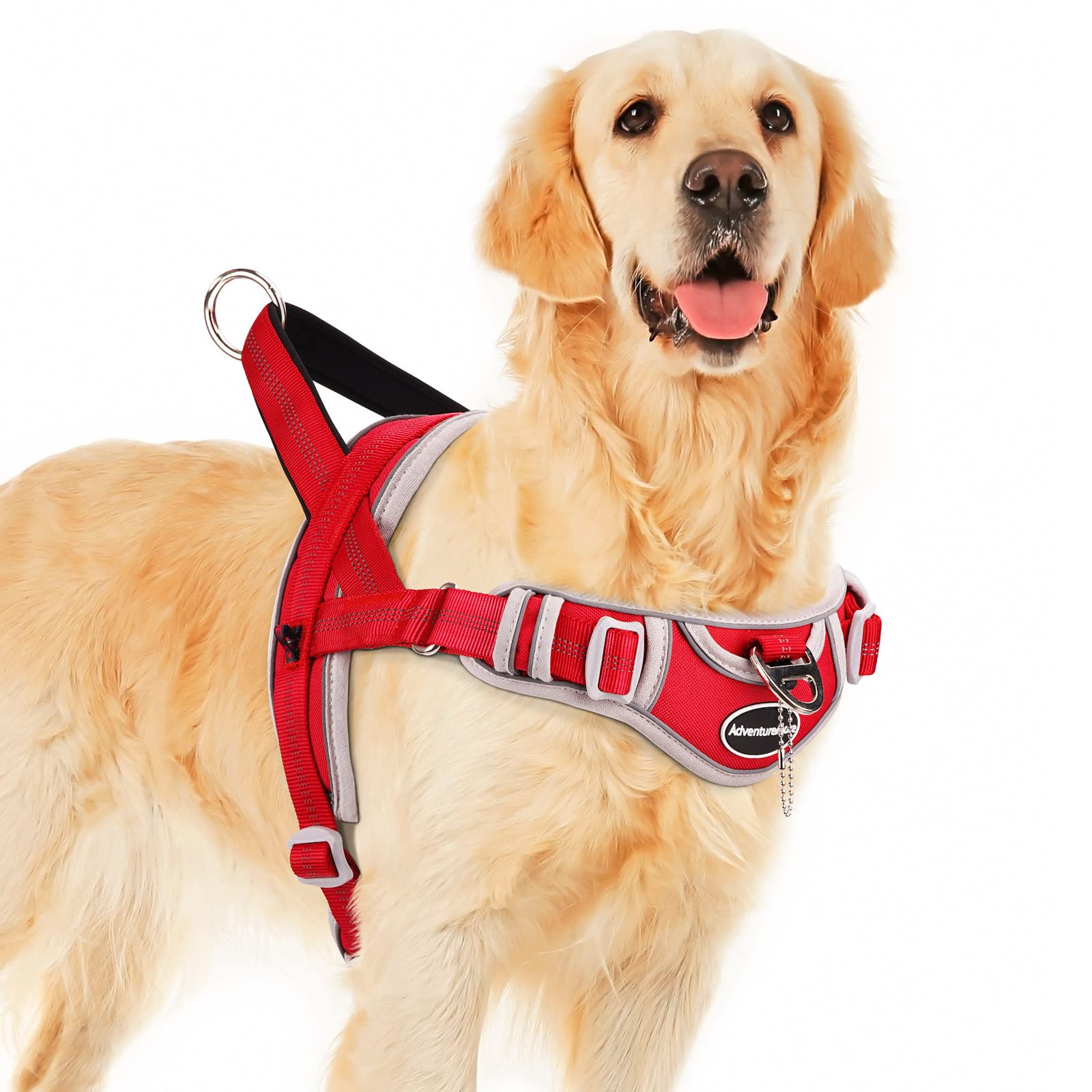Adventuremore Dog Harness For Large Dogs No Pull, Sport Dog Halter Harness Reflective Breathable Dog Vest Escape Proof Dog Harness With Easy Control Front Clip Handle For Training Walking Xl Red