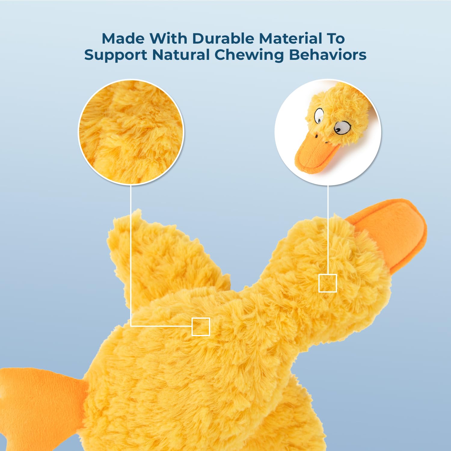 Best Pet Supplies Ducky Doodle Squeaky Crinkle Plush Toy For Small And Medium Breed Puppies Or Dogs - Ducky Doodle (Gold), Large