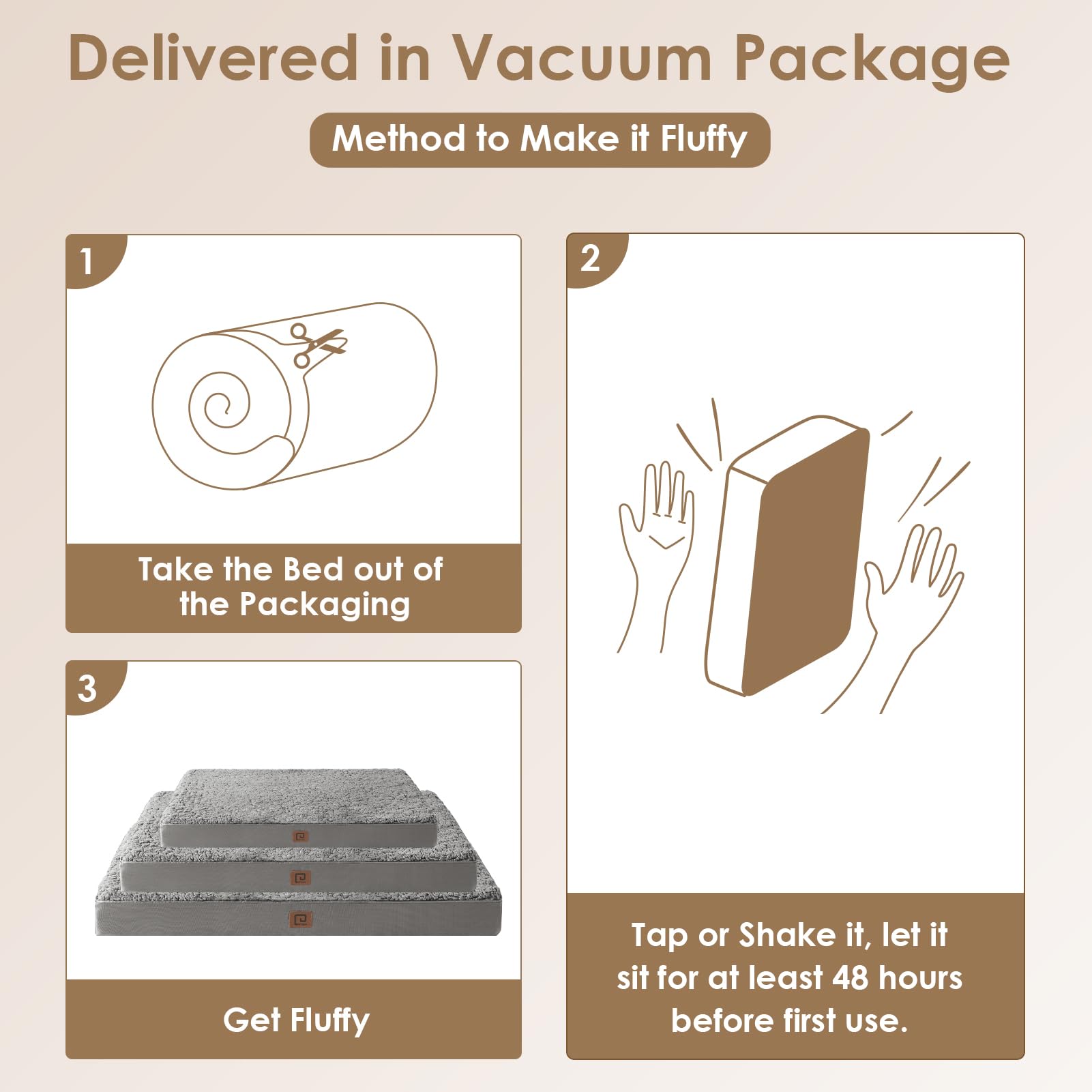 EHEYCIGA Orthopedic Foam Dog Bed, XXL 47x29x3.5, Light Grey - Comfortable Support for Large Dogs