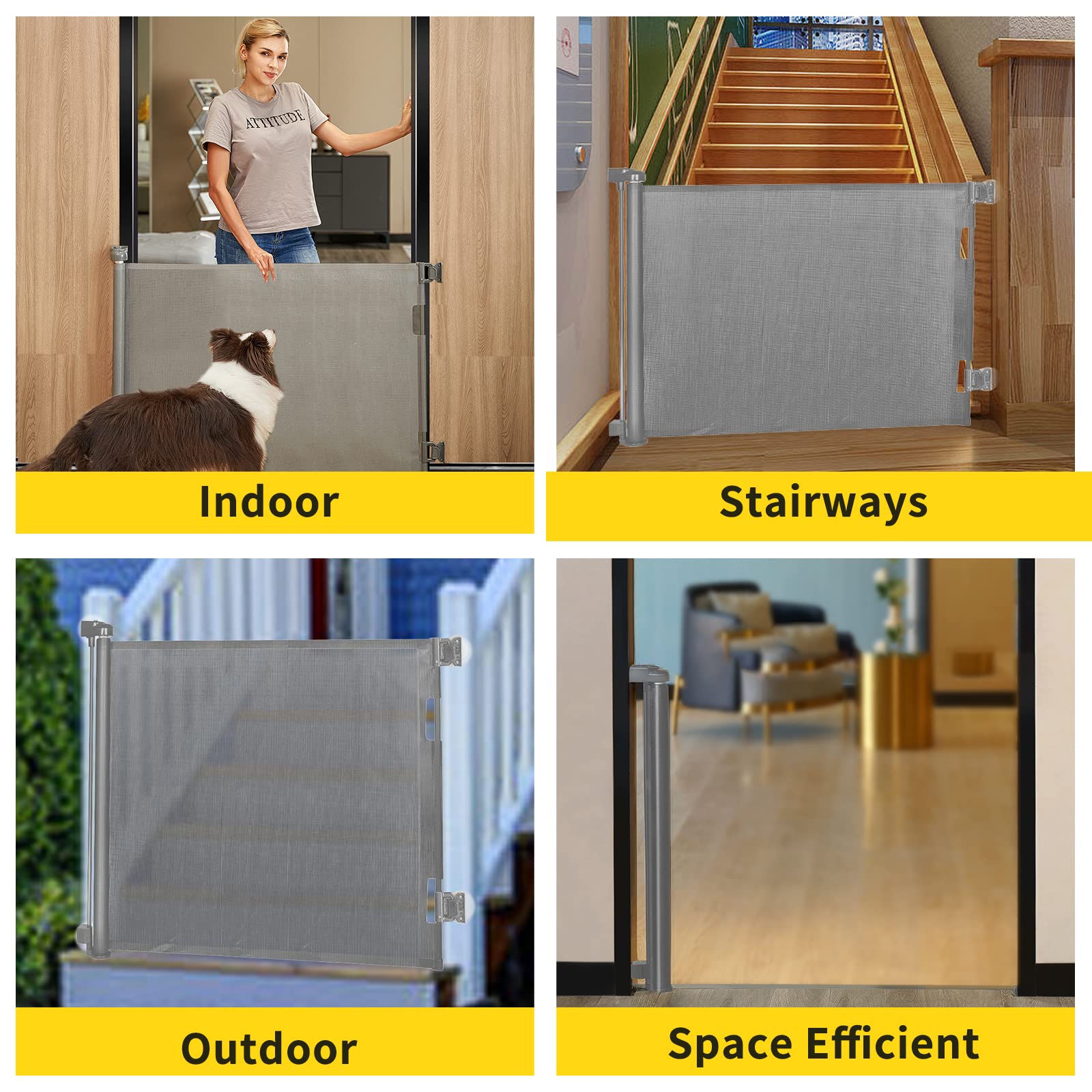 Retractable Baby Gate for Stairs - 33    Height, Expands up to 55    Width - Safety Gate for Infants, Toddlers, Dogs & Pets - Ea