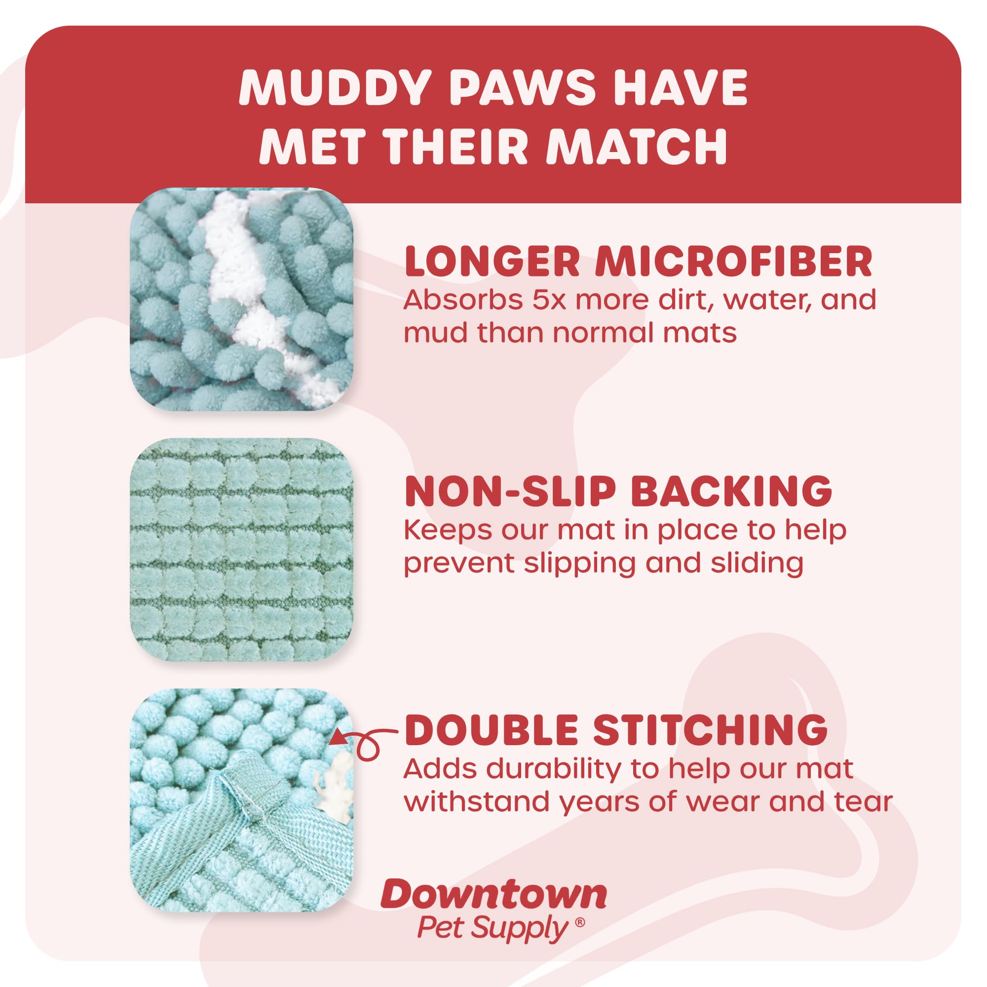 My Doggy Place Microfiber Dog Mat for Muddy Paws, 60 x 36 Oatmeal with Paw Print - Non-Slip, Absorbent and Quick-Drying Dog Paw