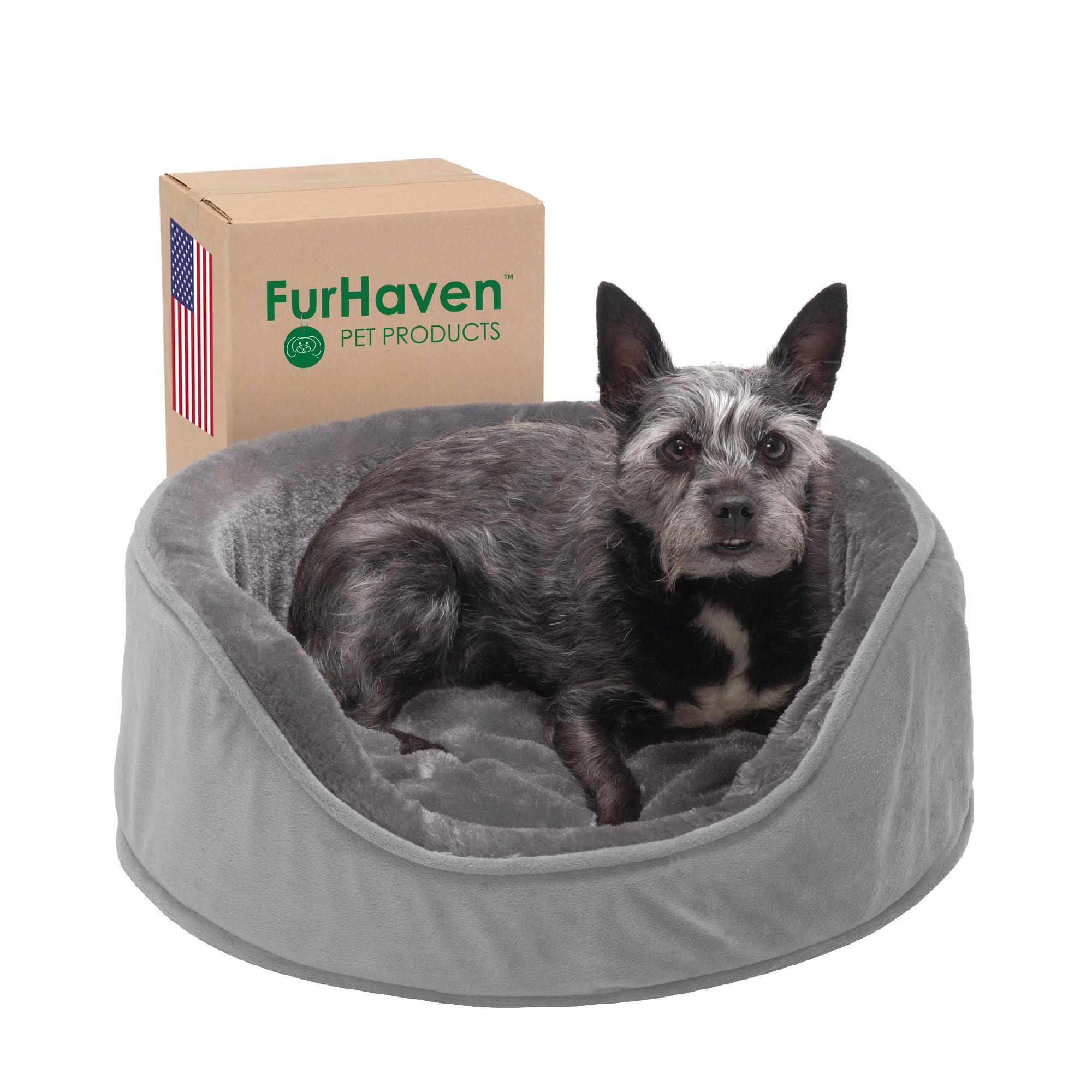 Furhaven Orthopedic Dog Bed For Small Dogs W/ Removable Washable Cover, For Dogs Up To 12 Lbs - Plush & Velvet Oval Lounger - Sm