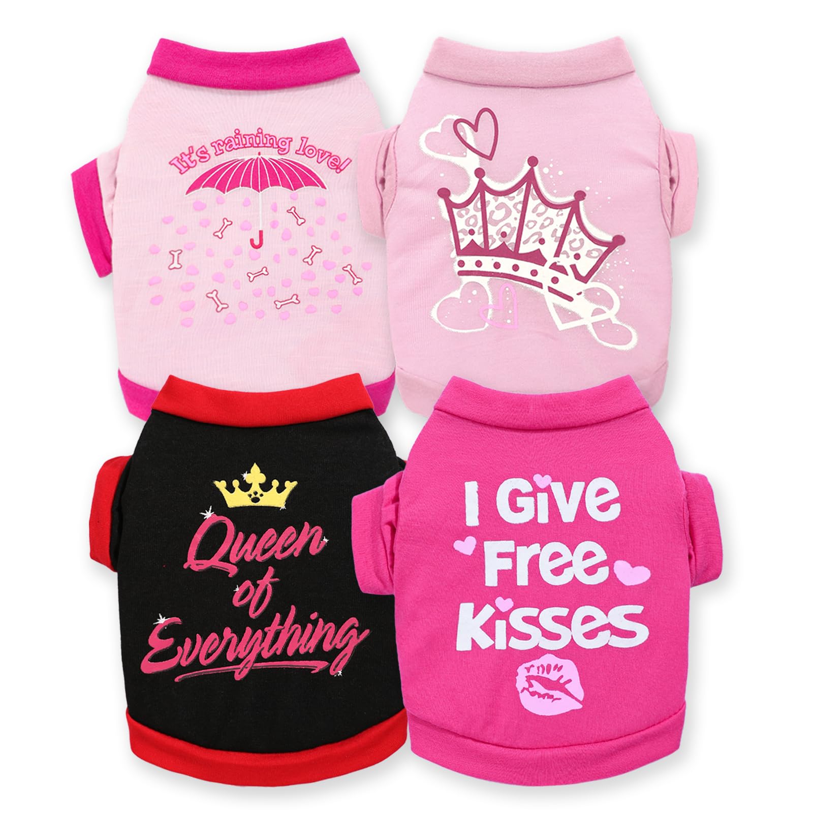 4 Pieces Dog Shirts Summer Dog Clothes Cute Soft Breathable Outfit Pet T-Shirt Puppy Clothes For Small Dogs Girl And Cat (X-Smal