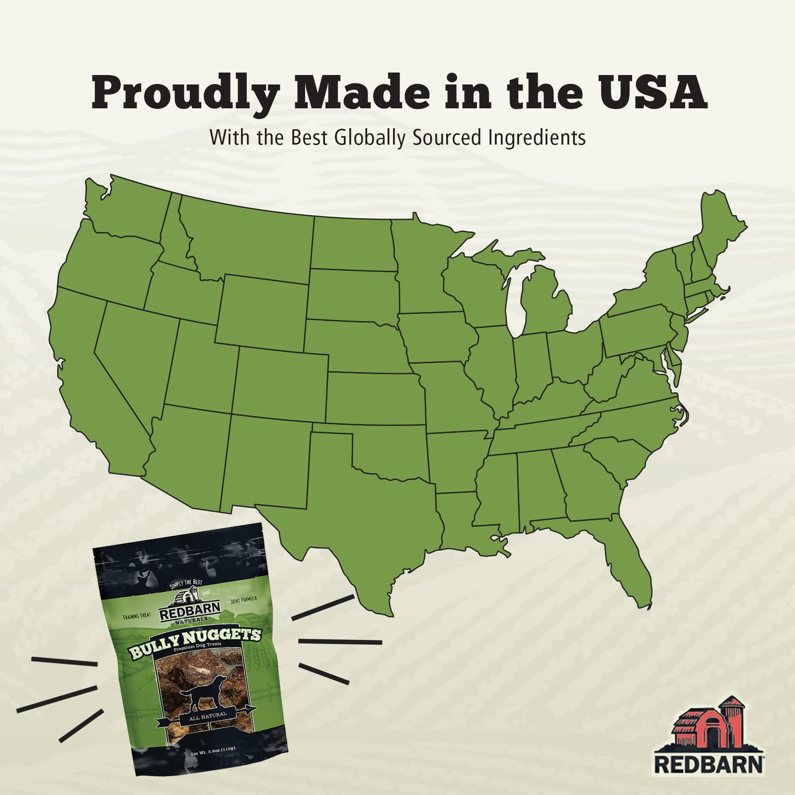 Redbarn All-Natural Bully Nuggets Healthy Dog Training Treat Bites - Grain-Free Beef Lung Made in USA for Small Medium Large Bre