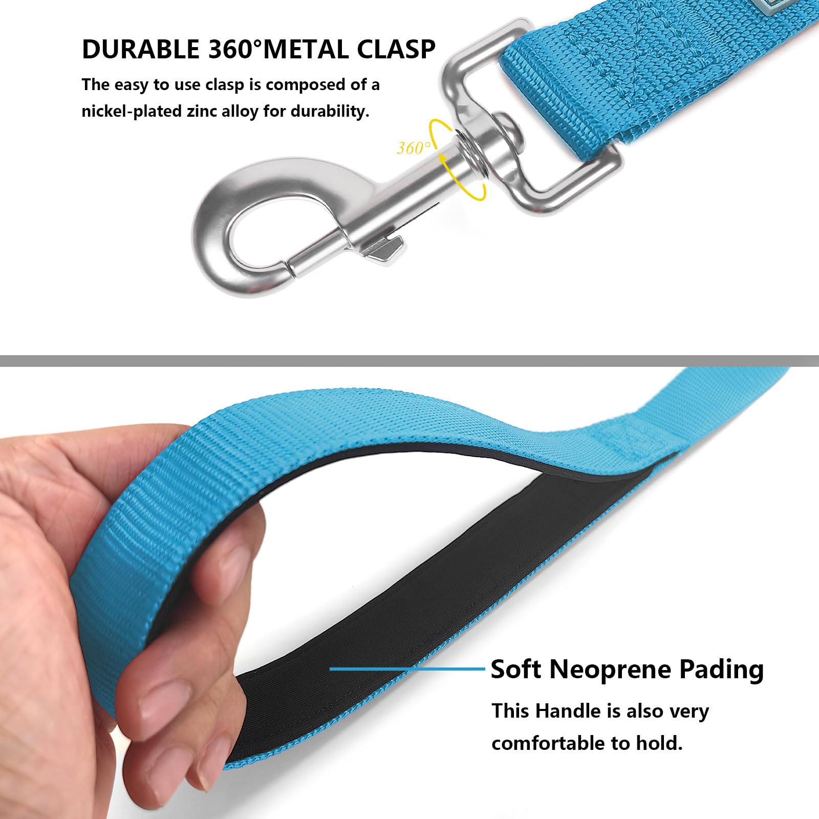 Penseepet Basic Dog Leashes 6 Ft Padded Handle Nylon Dogs Leashes For Small Dogs Light Blue