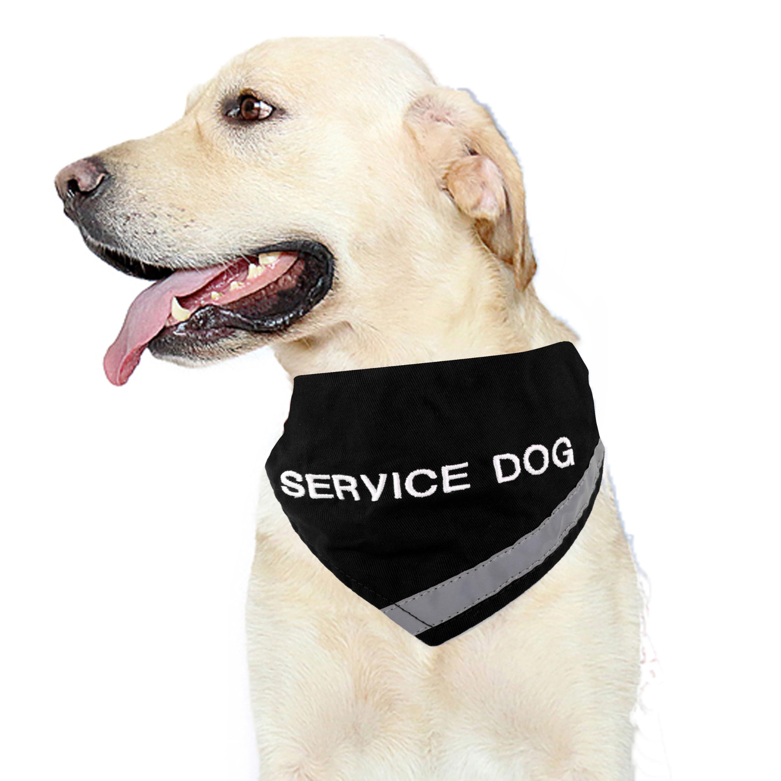 Doggie Stylz Service Dog Bandana With Reflective Strip For Pet Safety At Night. Has Built In Matching Collar To Keep Bandana Sec