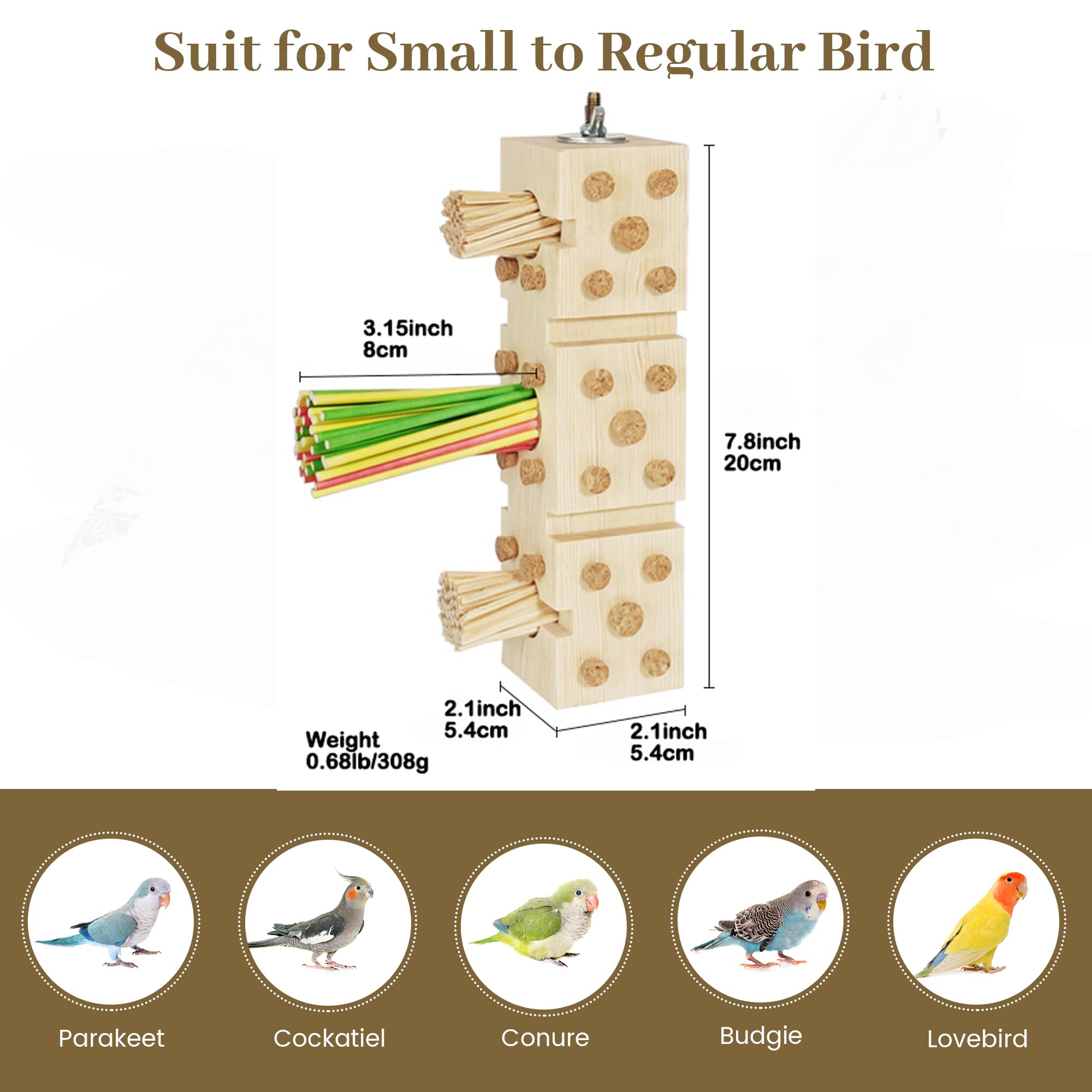 Parrot Toy Cage Perch With Pine Wood Foraging Smart Chewing Toy Soft Corks For Small To Regular Size Parrot Cockatiel Foraging T