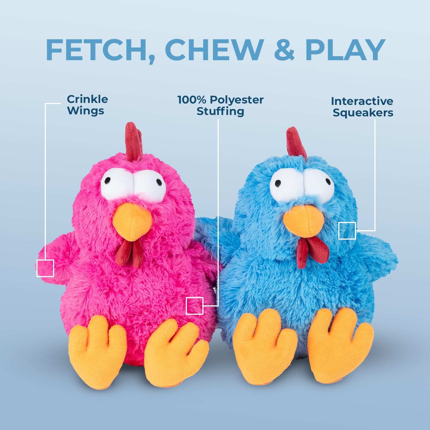Best Pet Supplies Mrs. Cluck Interactive Squeaky Plush Toy For Small And Medium Breed Puppies Or Dogs - Mrs. Cluck (Fuchsia)