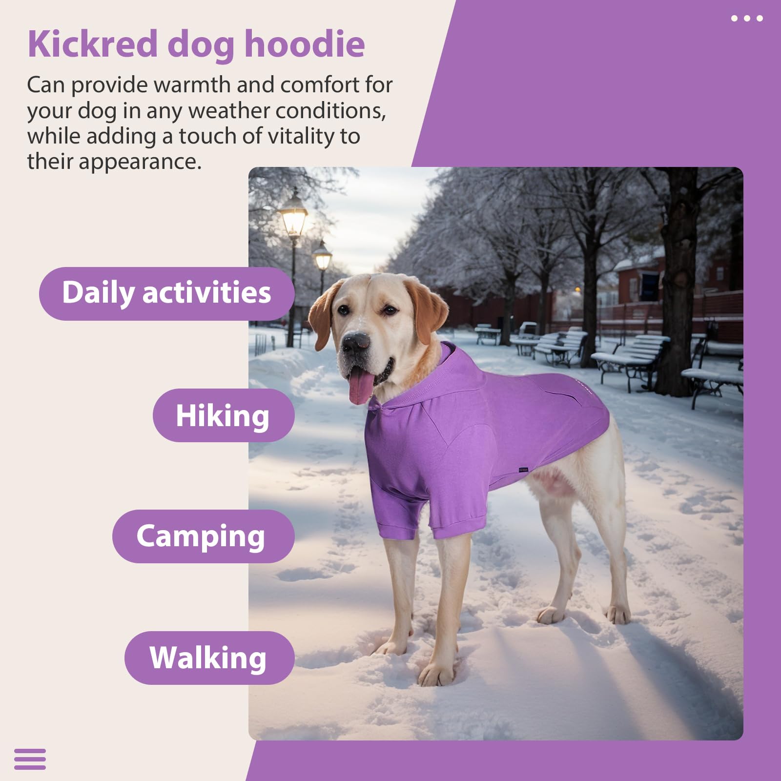 Kickred Basic Dog Hoodie Sweatshirts, Pet Clothes Hoodies Sweater With Hat And Leash Hole, Soft Cotton Outfit Coat For Large Medium Small Dogs, M